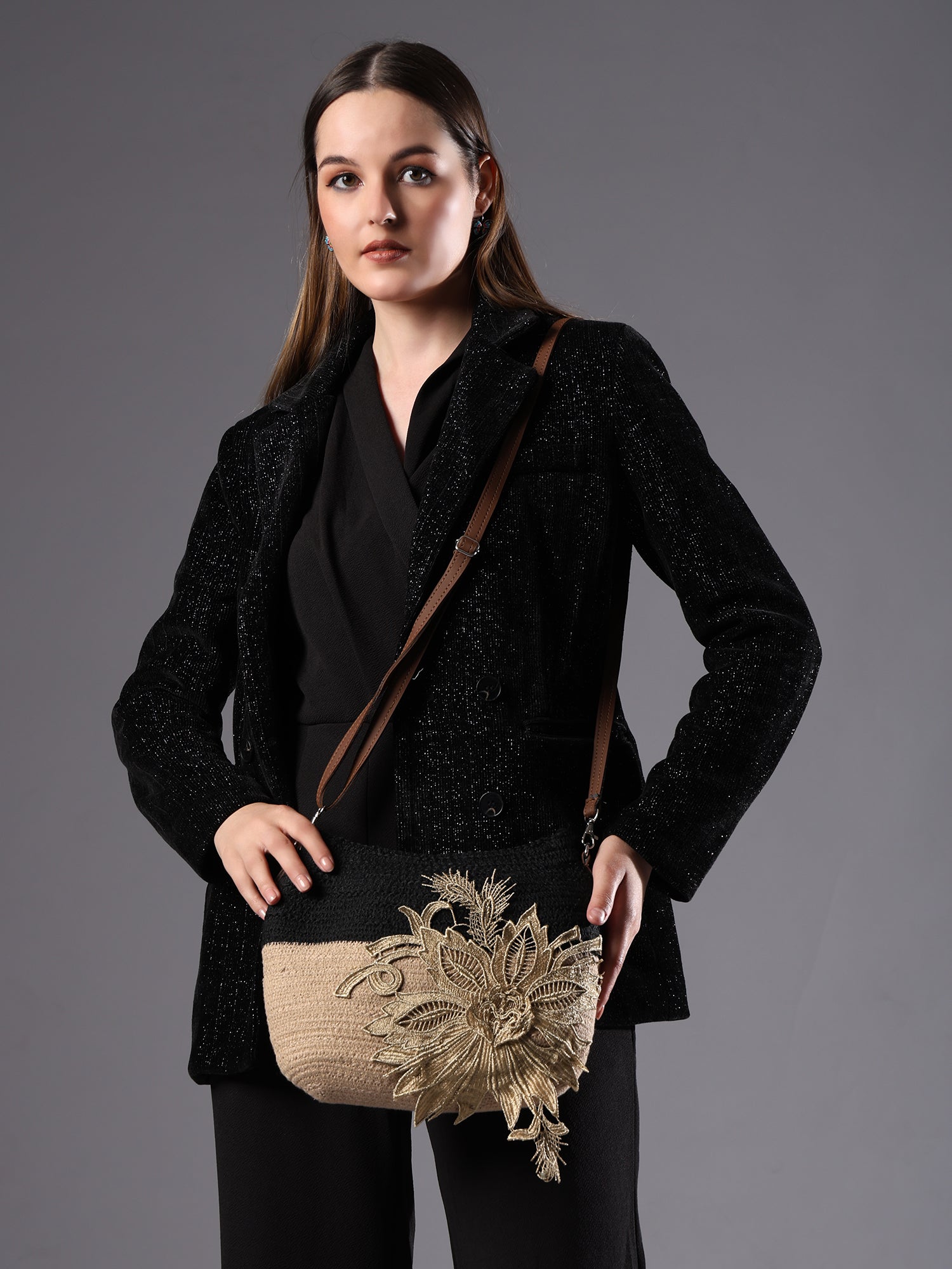 Beige Sling Bag Women's Premium Juterope