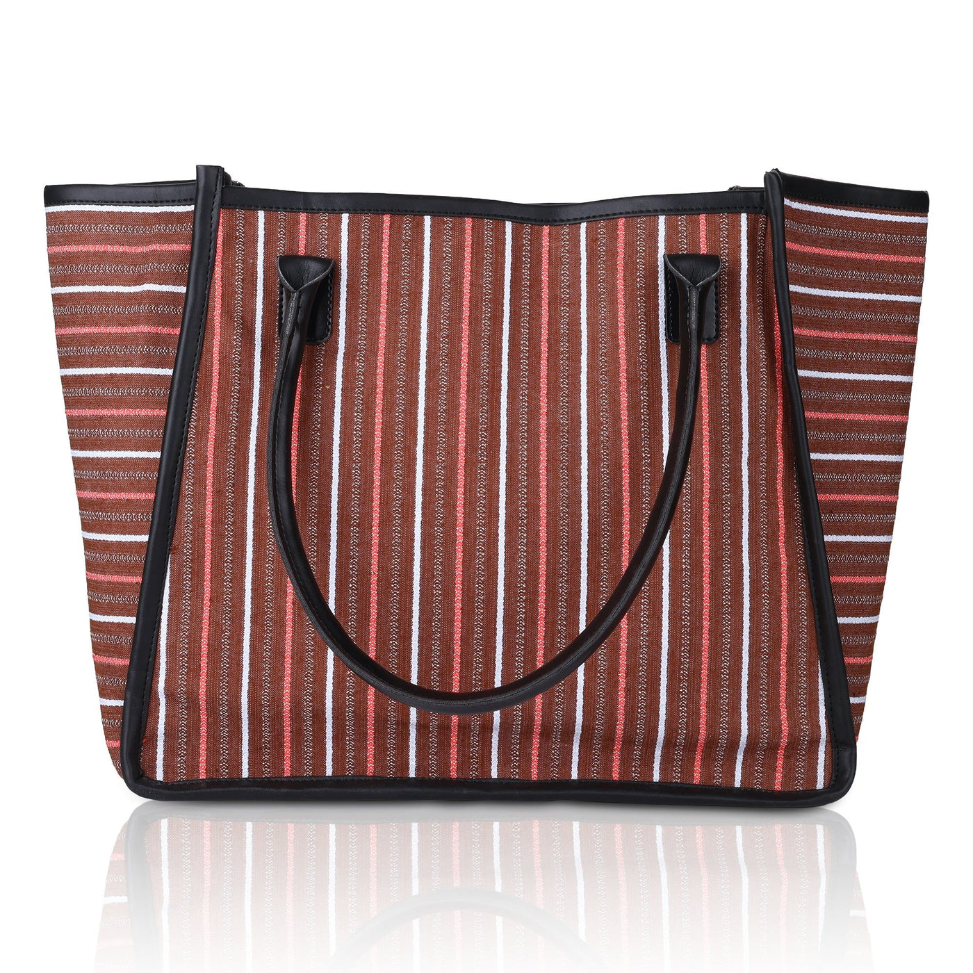 Women's Striped Tote Bag | Large Everyday Shoulder Handbag for Work, Travel & Shopping ensacworld