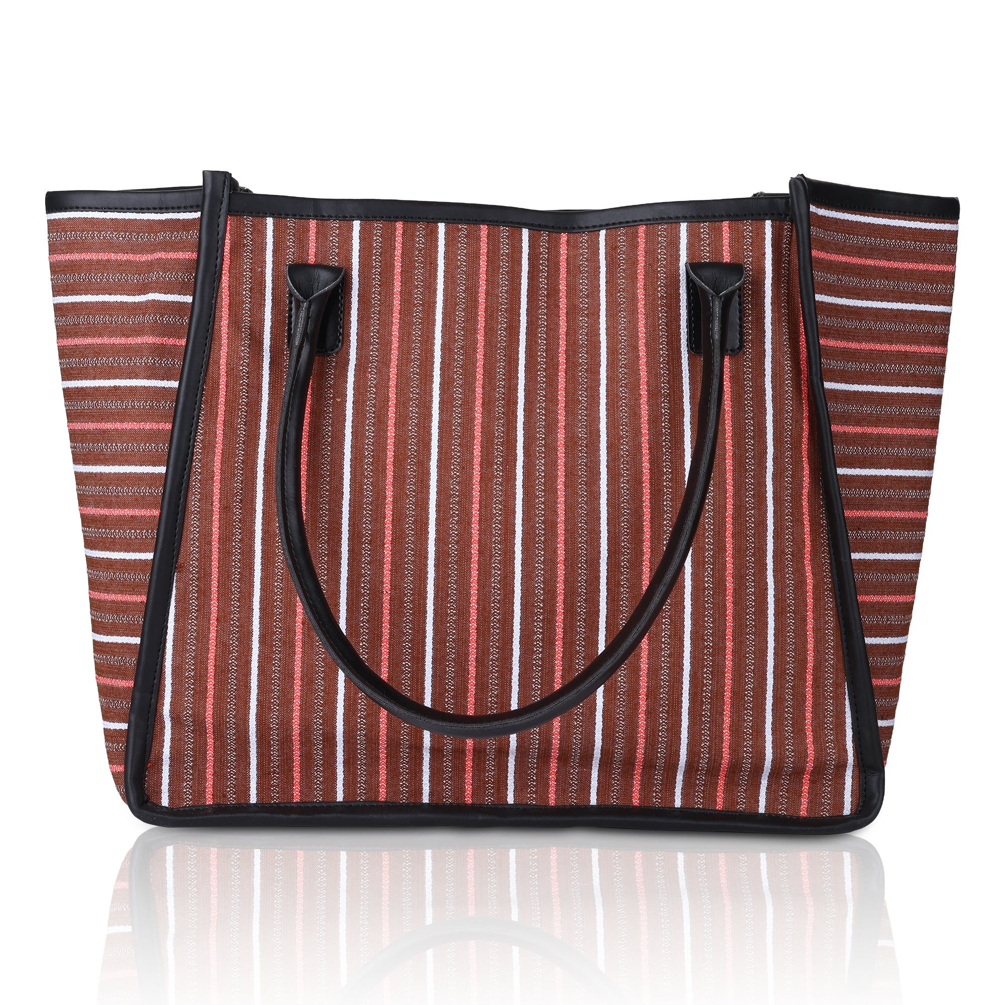 Women's Striped Tote Bag | Large Everyday Shoulder Handbag for Work, Travel & Shopping ensacworld