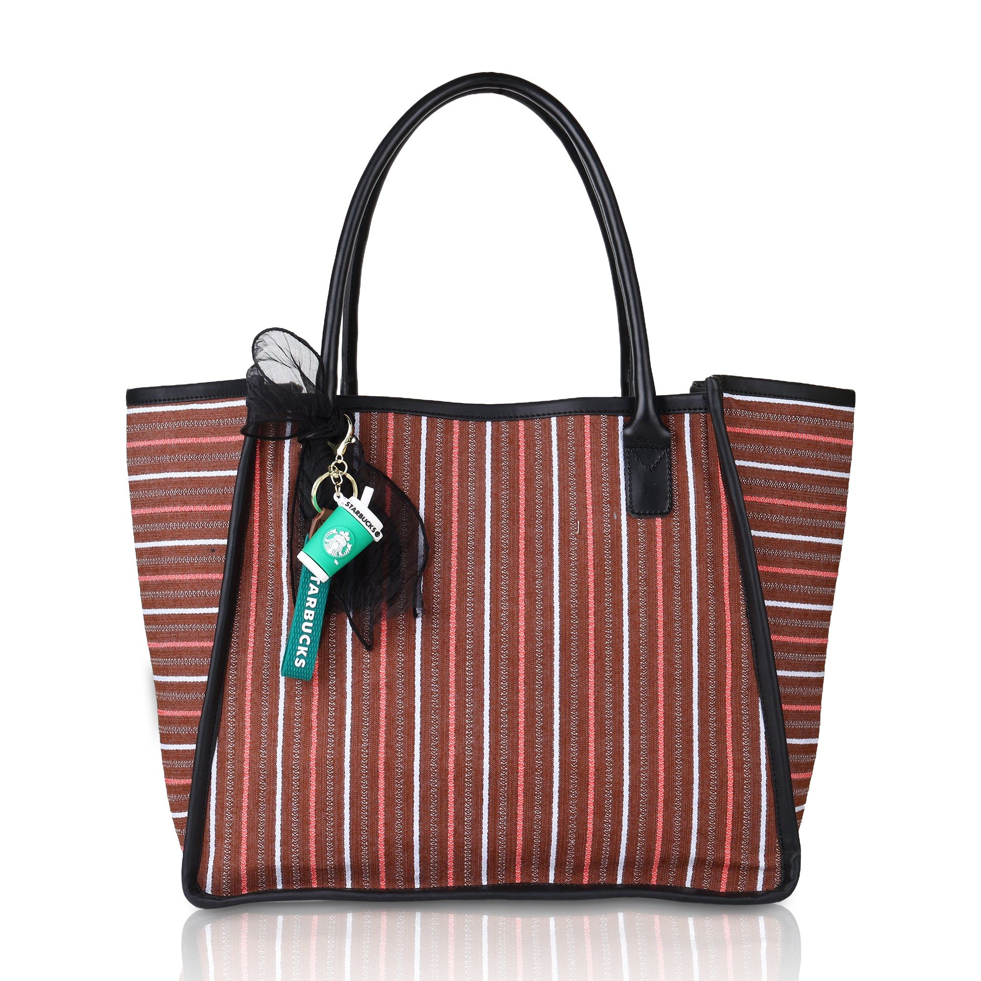 Women's Striped Tote Bag | Large Everyday Shoulder Handbag for Work, Travel & Shopping ensacworld