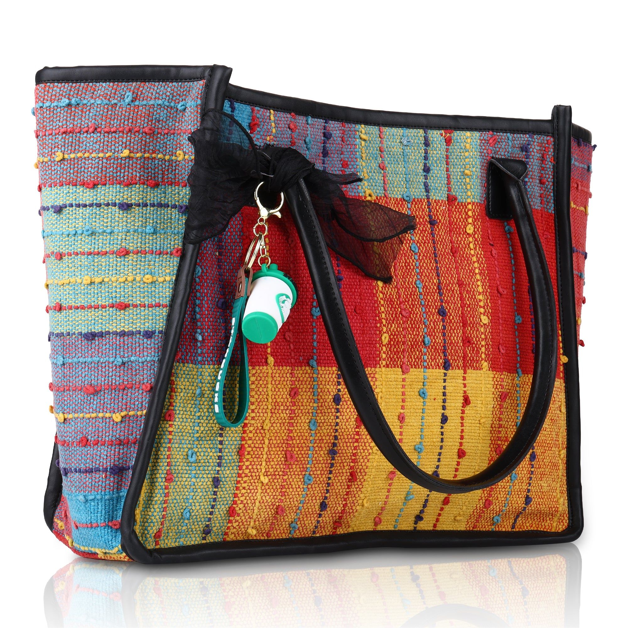 Women's Striped Tote Bag | Large Everyday Shoulder Handbag for Work, Travel & Shopping ensacworld