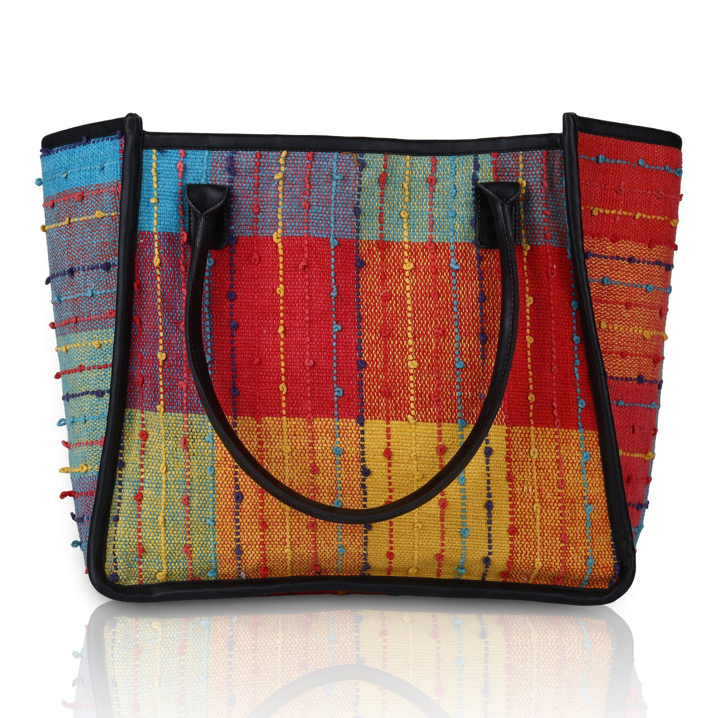 Women's Striped Tote Bag | Large Everyday Shoulder Handbag for Work, Travel & Shopping ensacworld