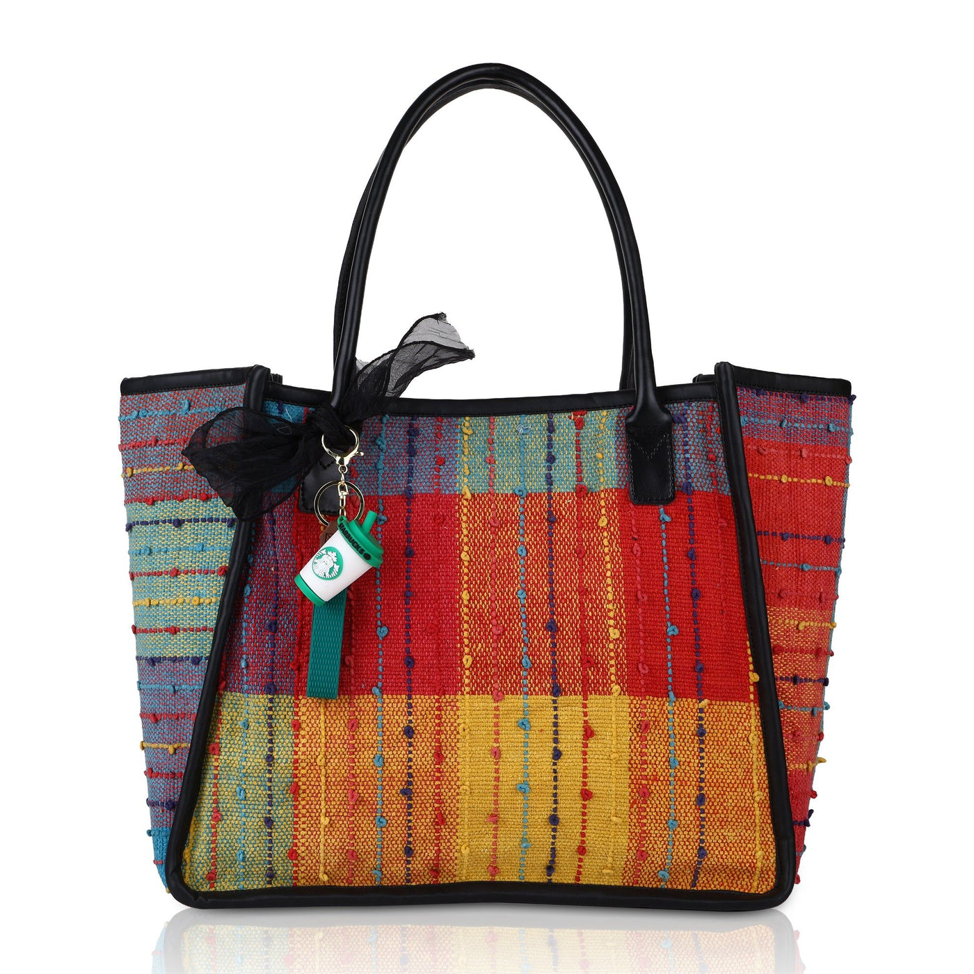 Women's Striped Tote Bag | Large Everyday Shoulder Handbag for Work, Travel & Shopping ensacworld