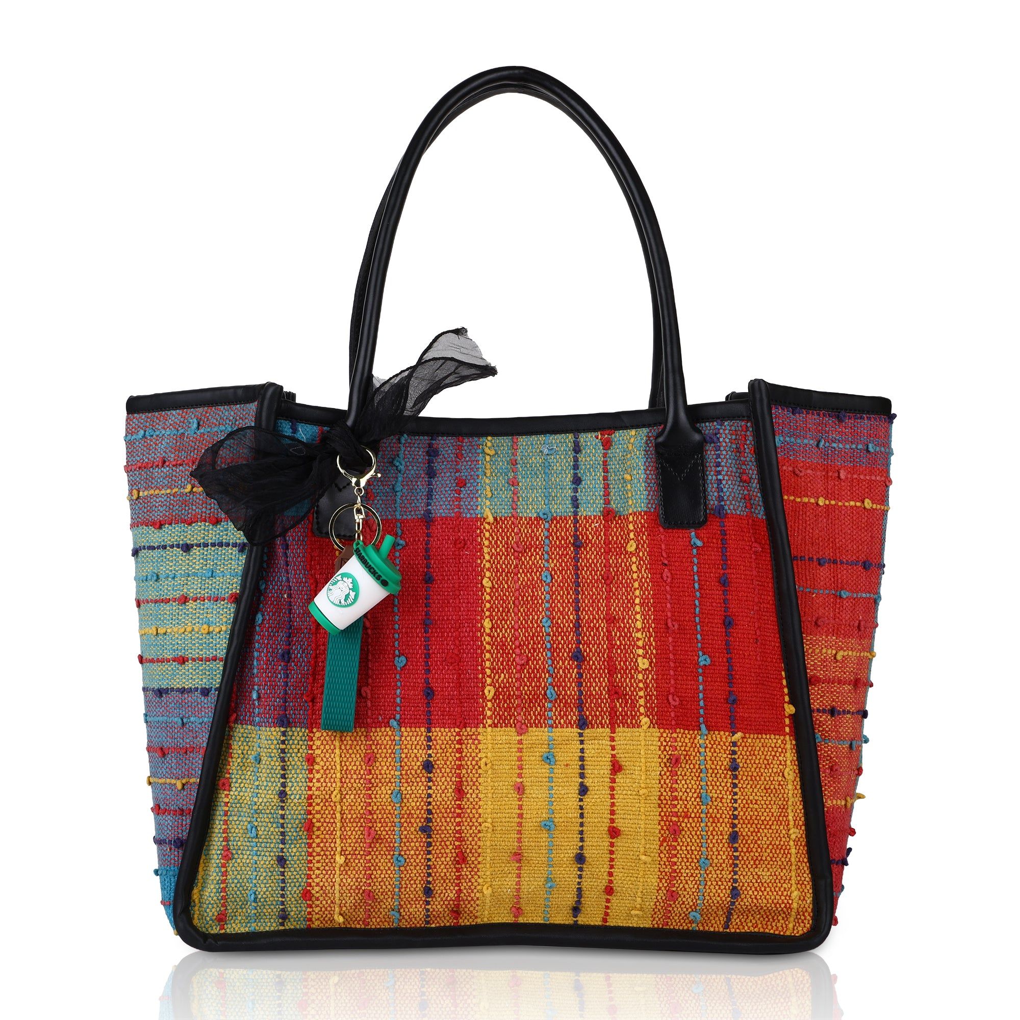 Women's Striped Tote Bag | Large Everyday Shoulder Handbag for Work, Travel & Shopping ensacworld