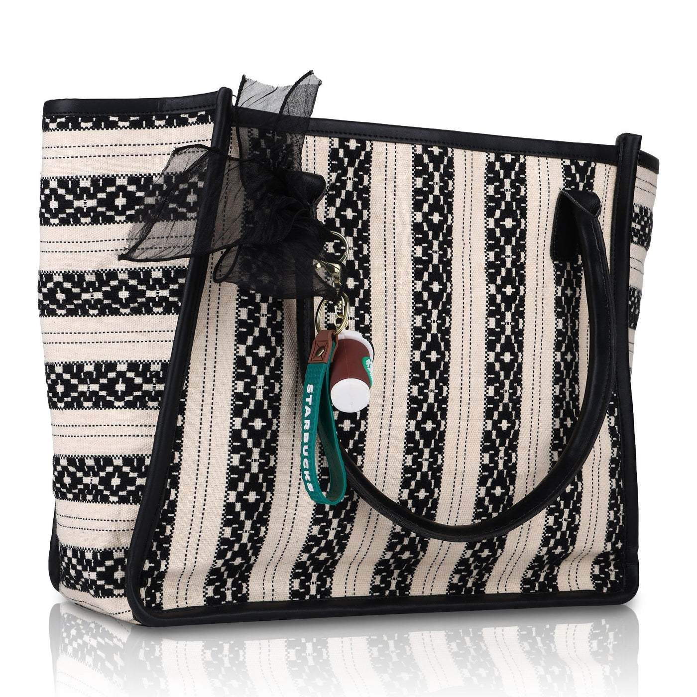 Women's Striped Tote Bag | Large Everyday Shoulder Handbag for Work, Travel & Shopping ensacworld