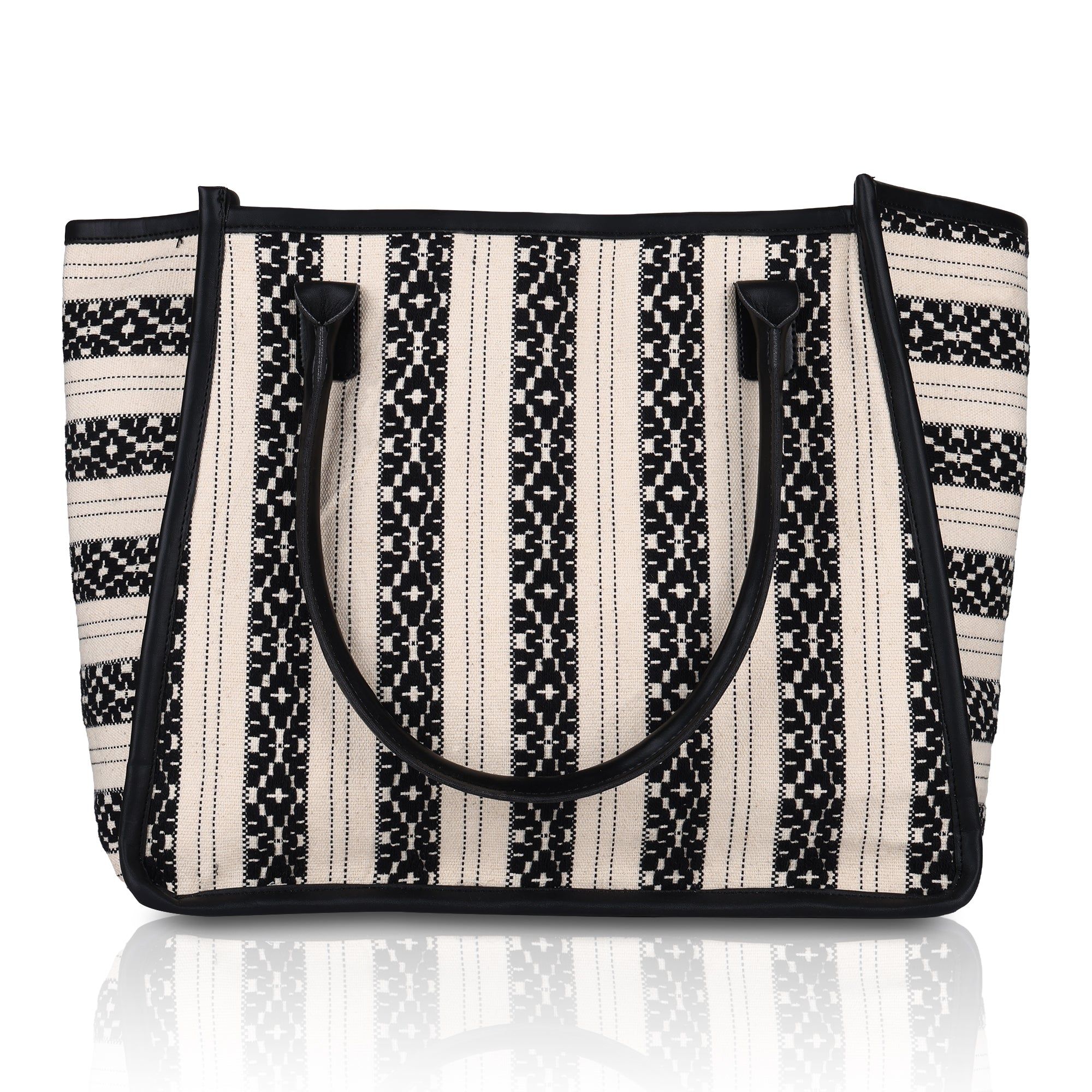 Women's Striped Tote Bag | Large Everyday Shoulder Handbag for Work, Travel & Shopping ensacworld