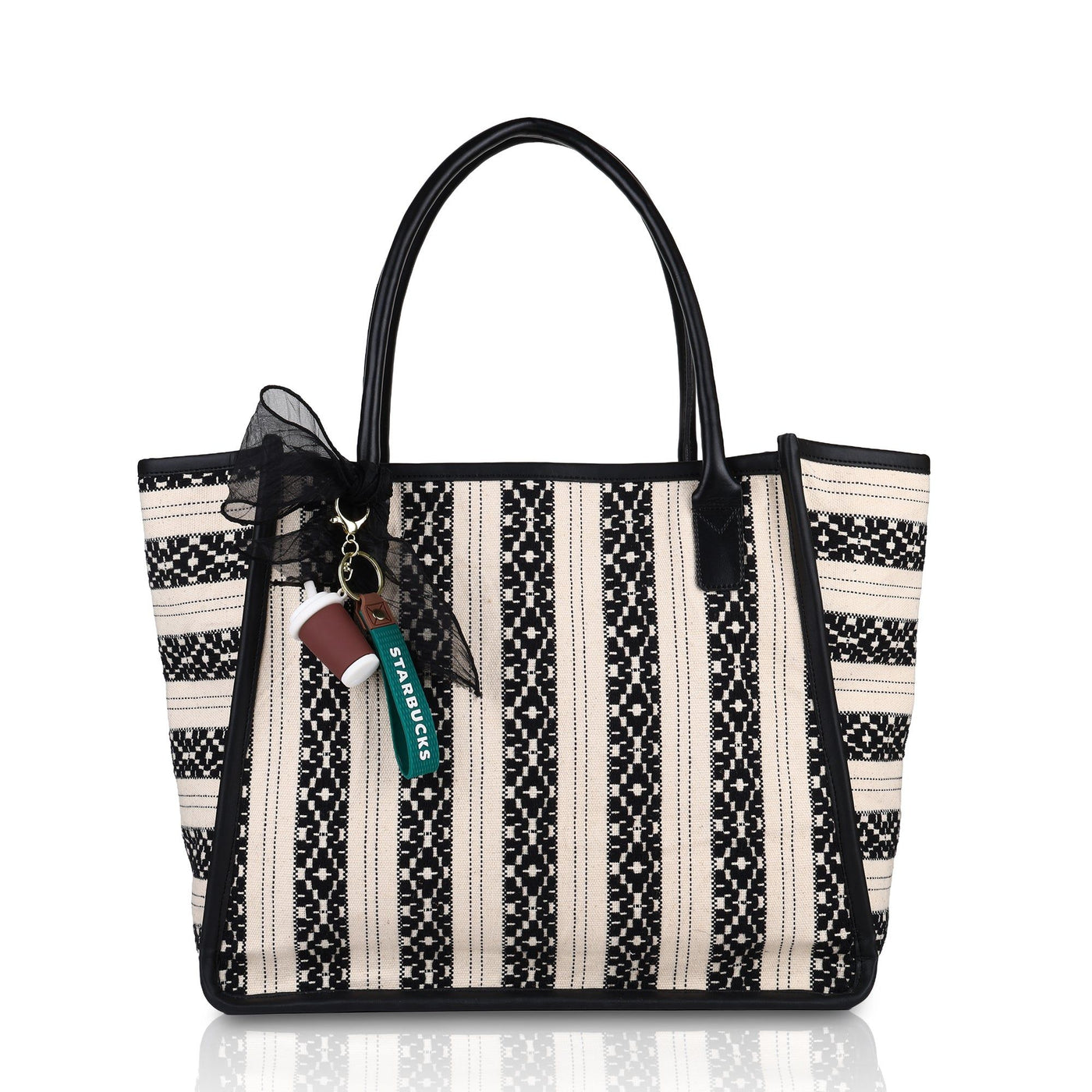 Women's Striped Tote Bag | Large Everyday Shoulder Handbag for Work, Travel & Shopping ensacworld