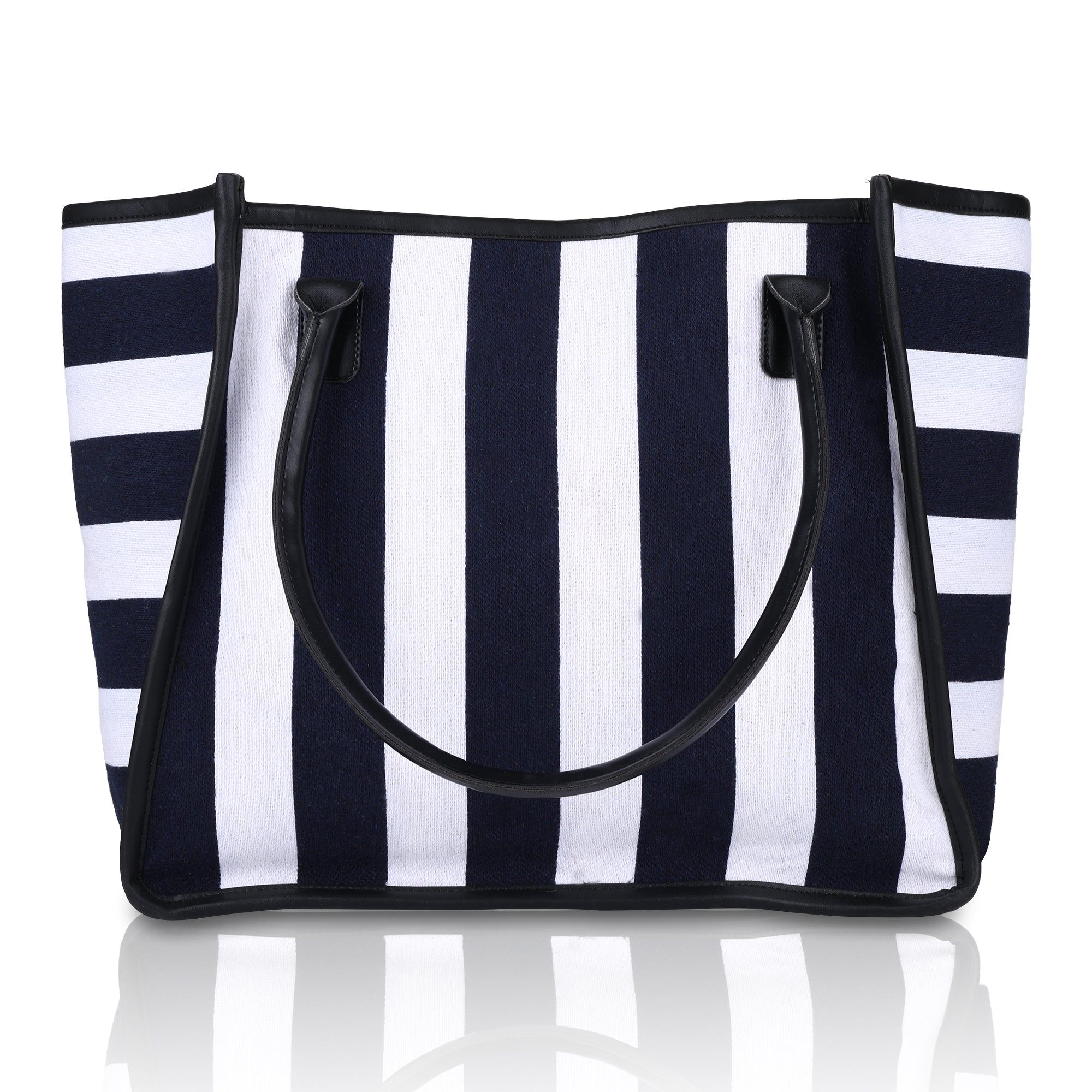 Women's Striped Tote Bag | Large Everyday Shoulder Handbag for Work, Travel & Shopping ensacworld