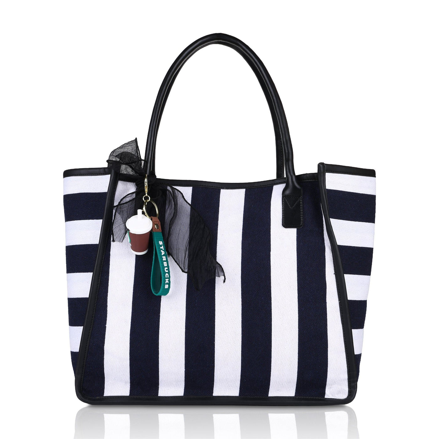 Women's Striped Tote Bag | Large Everyday Shoulder Handbag for Work, Travel & Shopping ensacworld