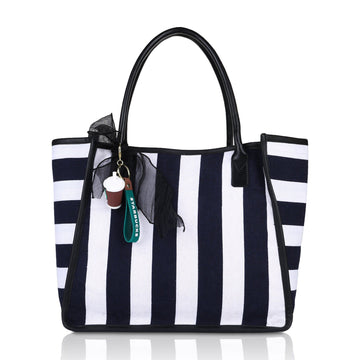 Women's Striped Tote Bag | Large Everyday Shoulder Handbag for Work, Travel & Shopping ensacworld