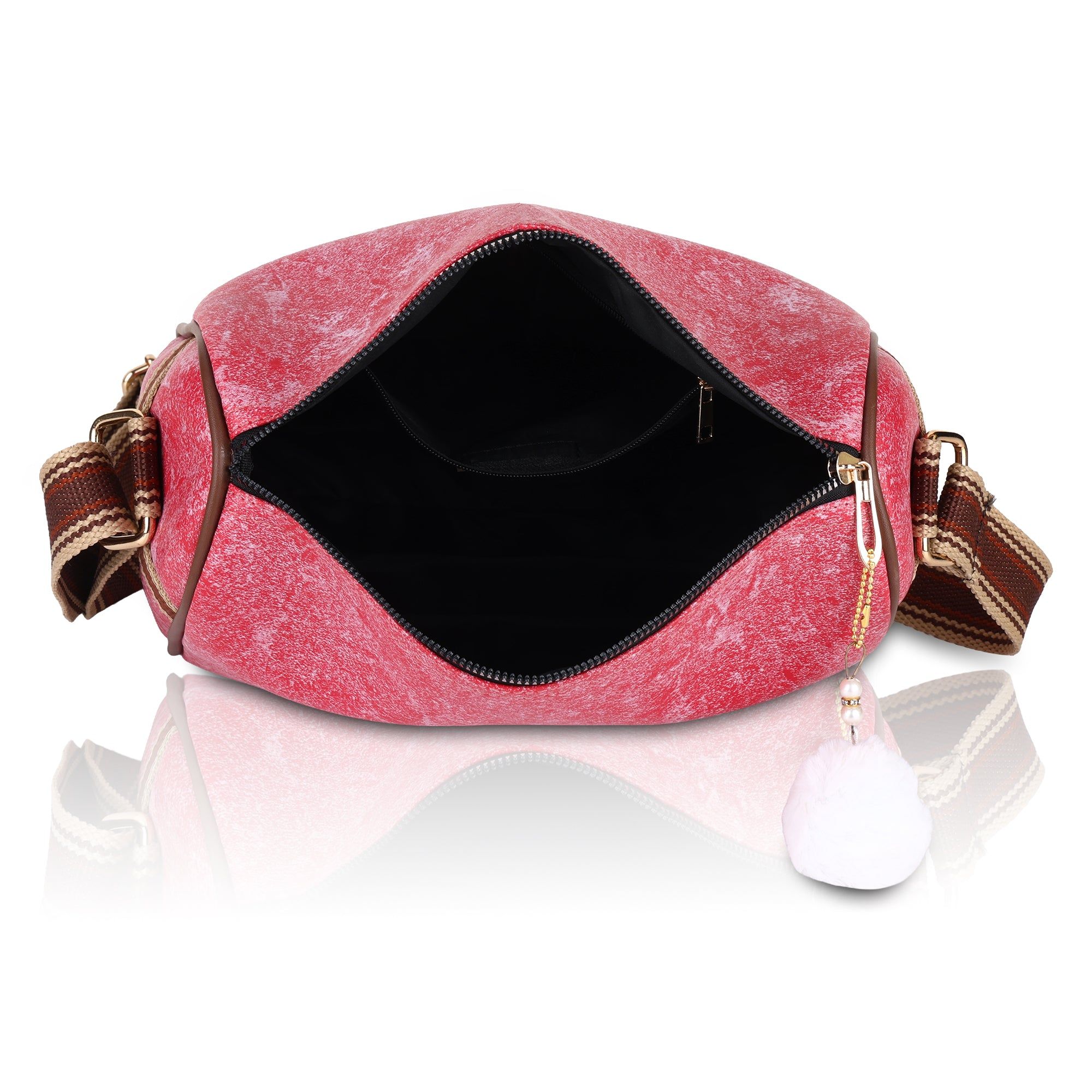 ENSAC Women's Textured Barrel Sling Bag | Compact Crossbody Purse with Adjustable Strap | Everyday Casual Shoulder Bag ensacworld
