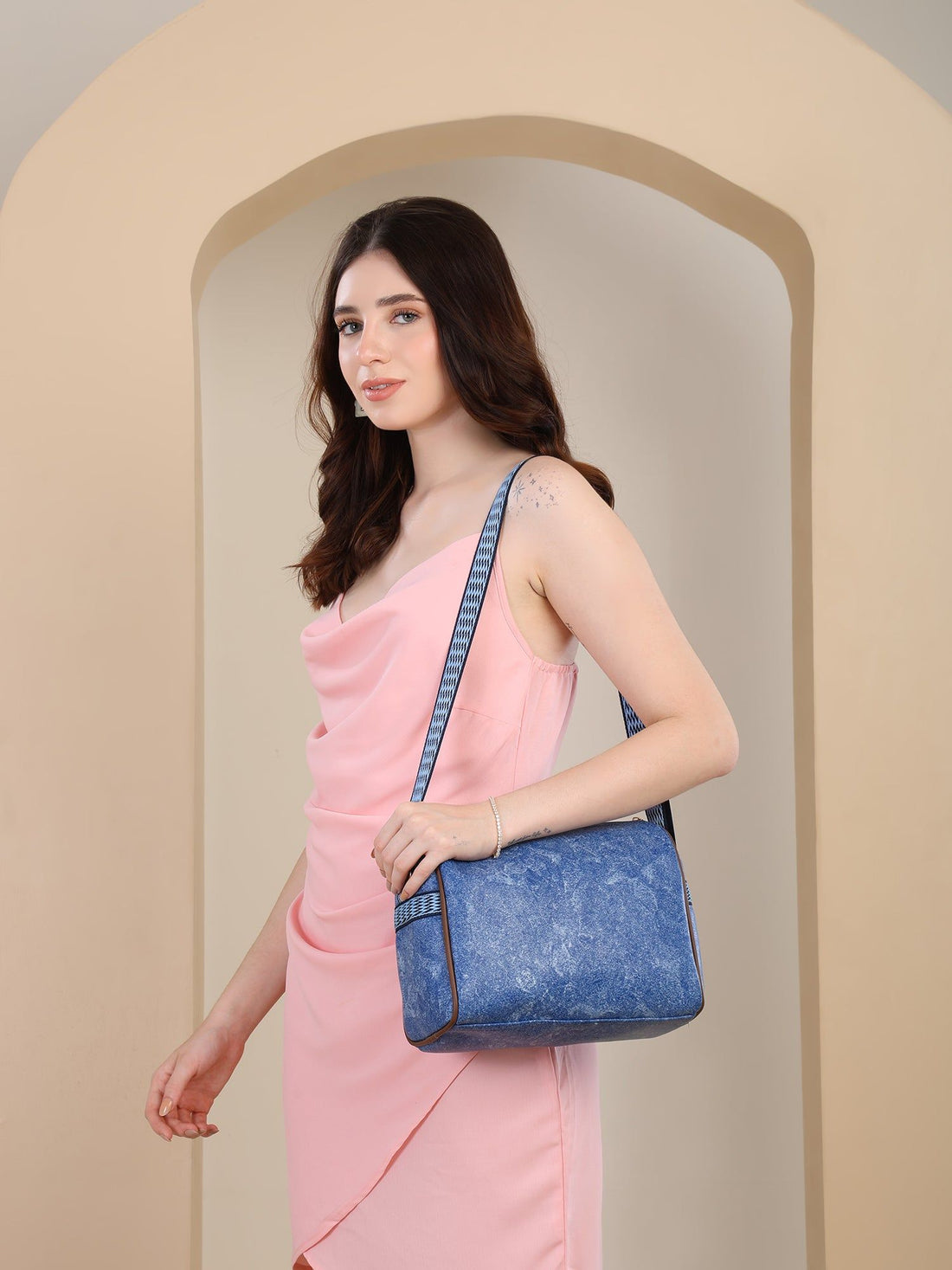 ENSAC Women's Textured Barrel Sling Bag | Compact Crossbody Purse with Adjustable Strap | Everyday Casual Shoulder Bag ensacworld