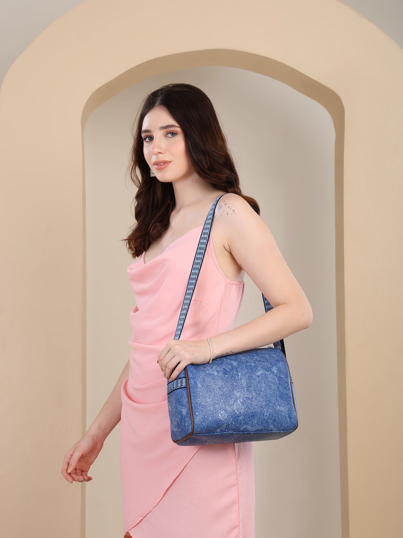 ENSAC Women's Textured Barrel Sling Bag | Compact Crossbody Purse with Adjustable Strap | Everyday Casual Shoulder Bag ensacworld