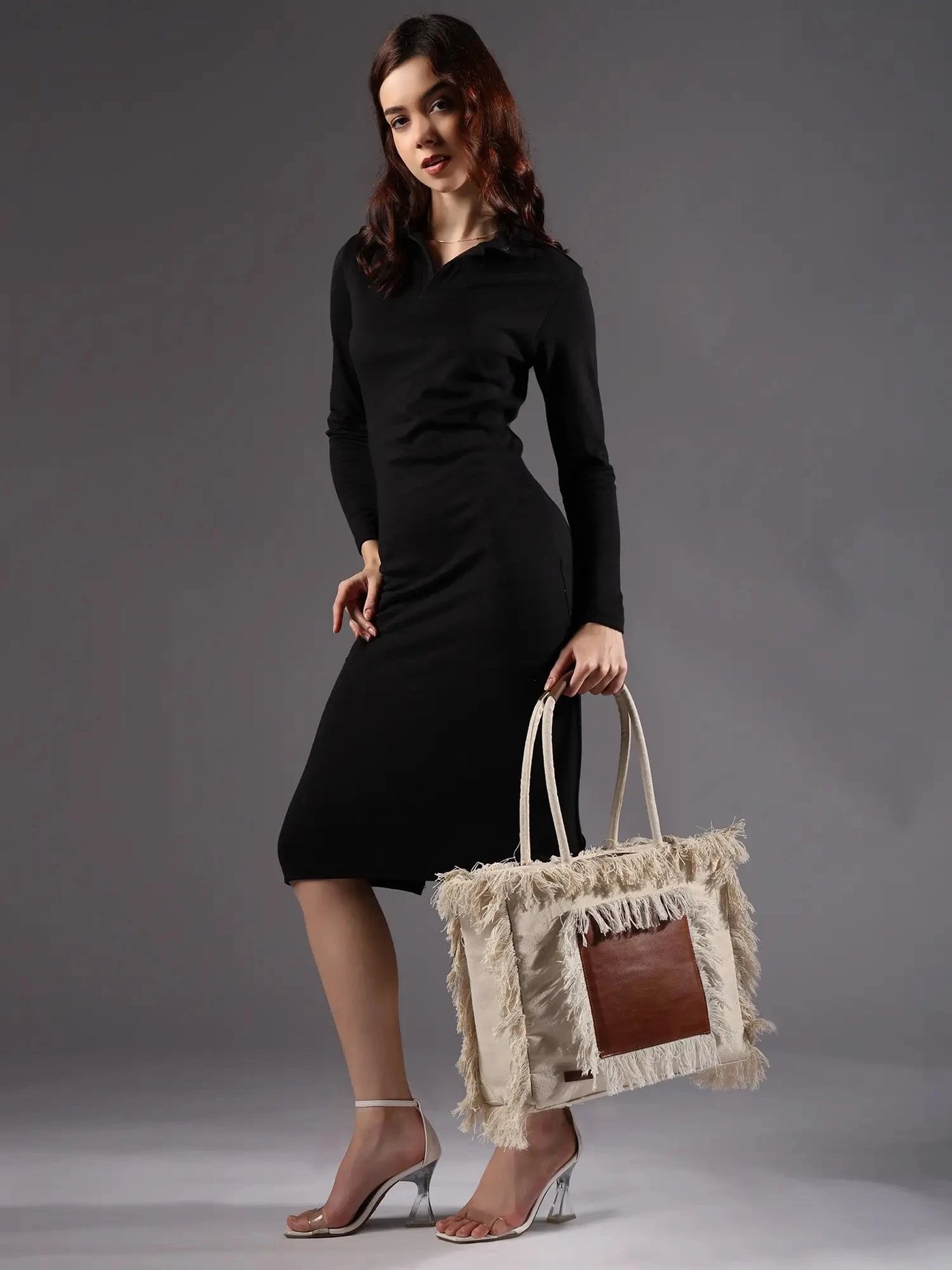 ENSAC Women Off White & Brown Bag Tote Bag ensacworld