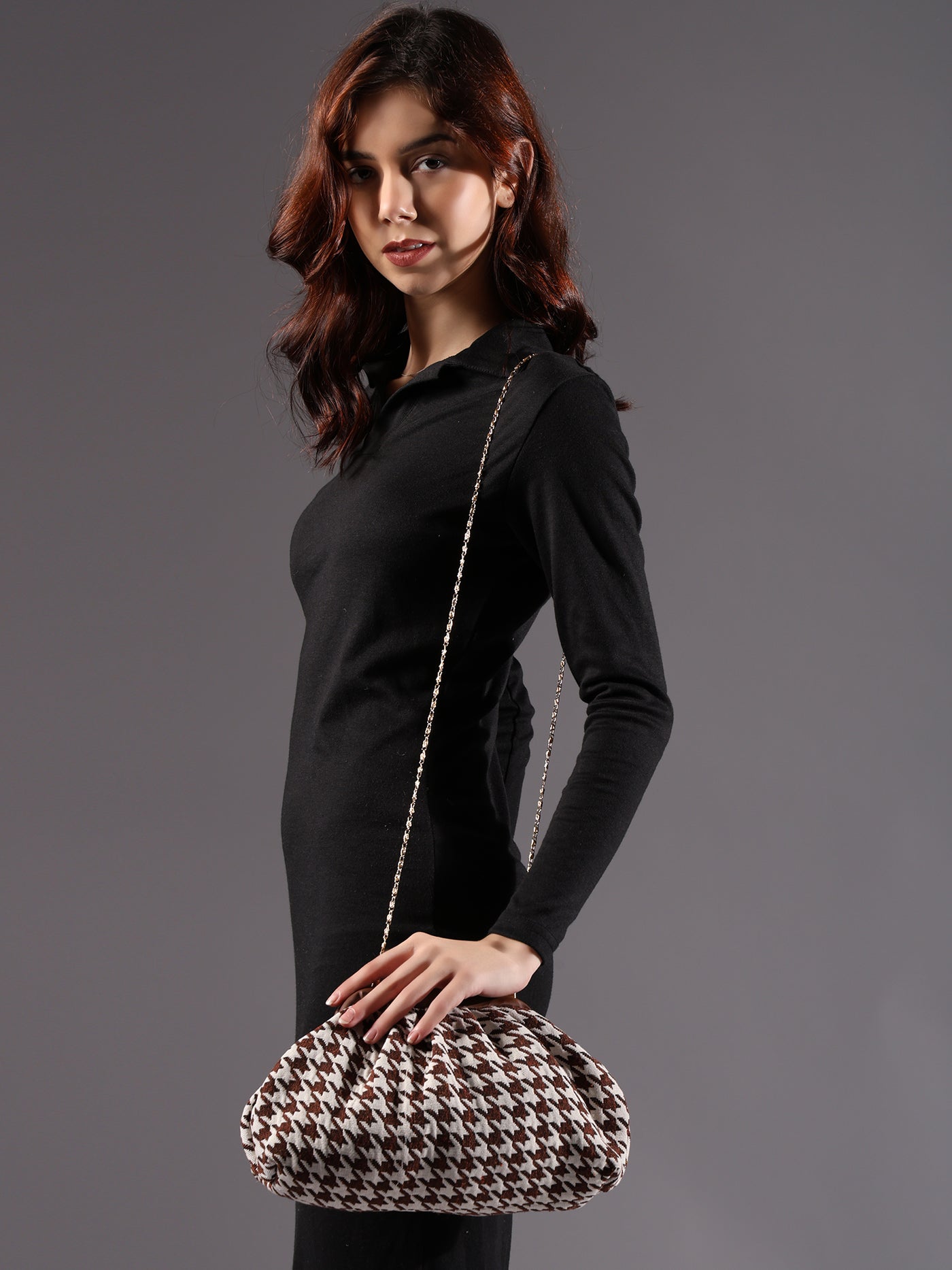 ENSAC Women's Pleated Clutch Bag | Handbag in Textured Synthetic Fabric – Stylish Party Purse