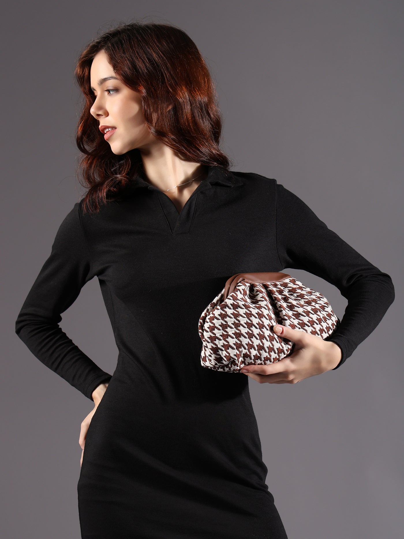 ENSAC Women's Pleated Clutch Bag | Handbag in Textured Synthetic Fabric – Stylish Party Purse