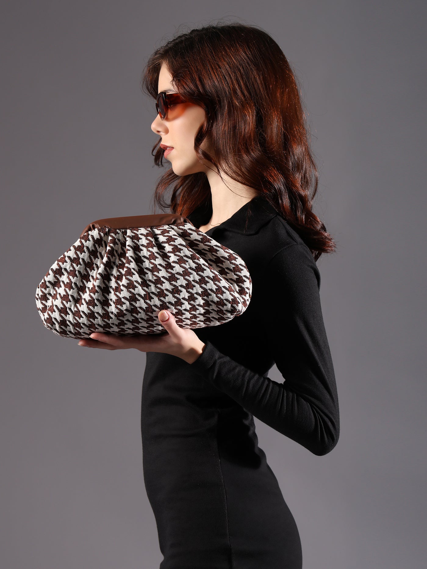 ENSAC Women's Pleated Clutch Bag | Handbag in Textured Synthetic Fabric – Stylish Party Purse