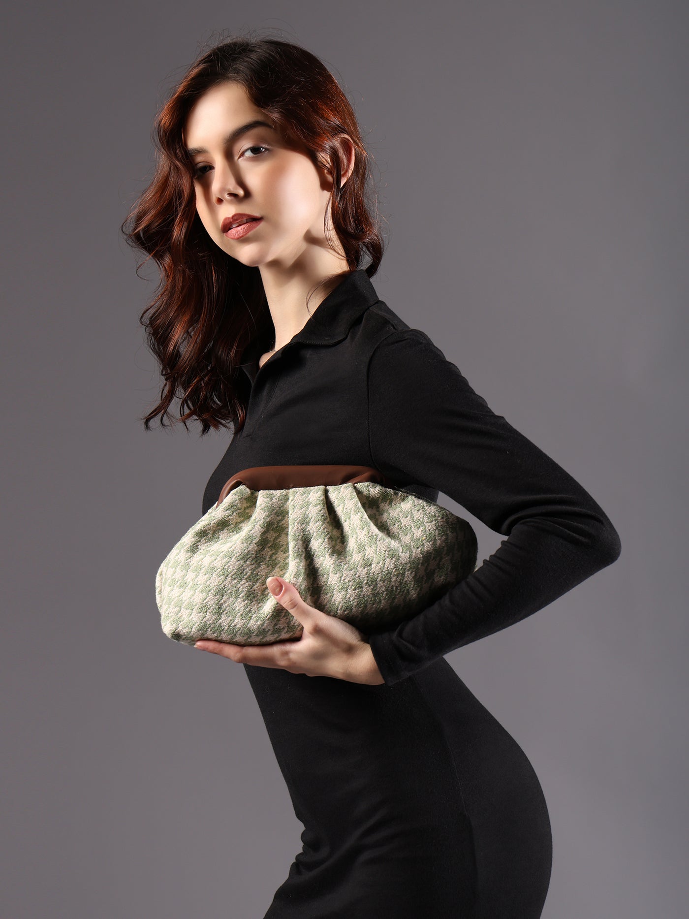 ENSAC Women's Pleated Clutch Bag | Handbag in Textured Synthetic Fabric – Stylish Party Purse