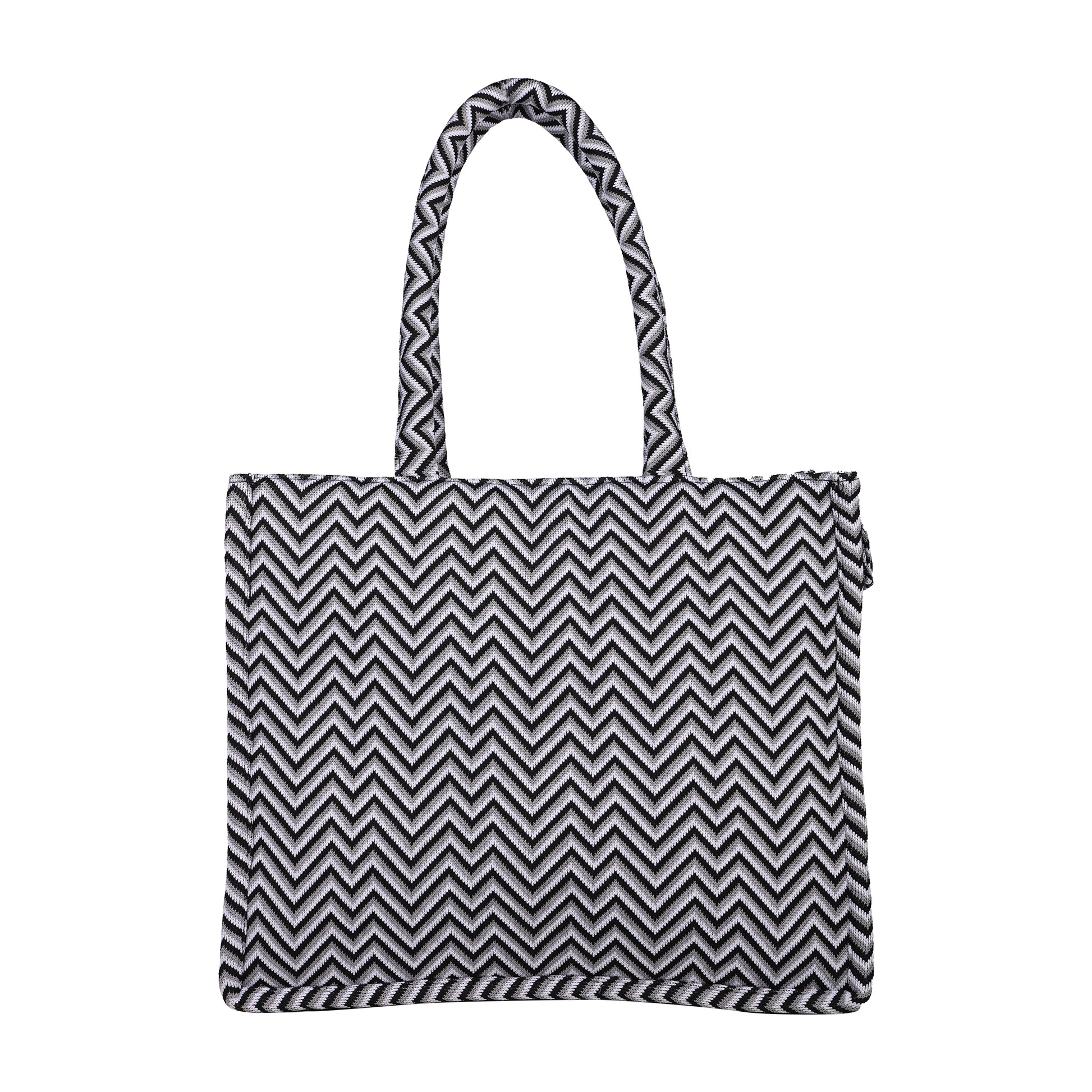 Ensac Women’s & Girls Jacquard Bag | Jacquard Pattern, Lightweight & Modern Design TOTE-BIG-ZIGZAG-BLK