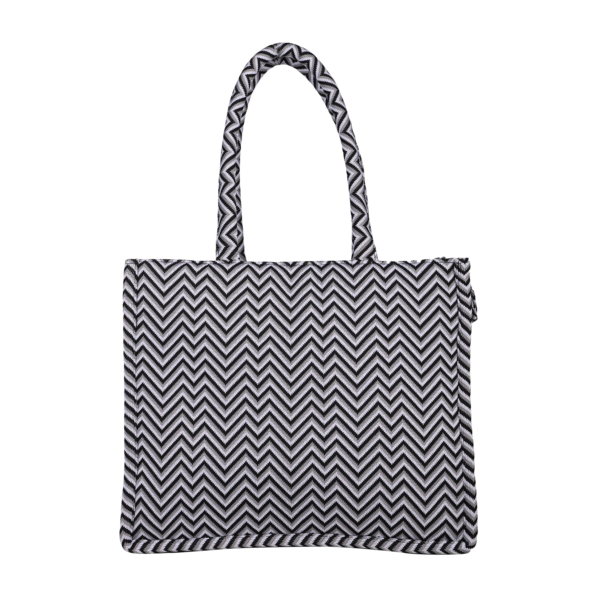 Ensac Women’s & Girls Jacquard Bag | Jacquard Pattern, Lightweight & Modern Design TOTE-BIG-ZIGZAG-BLK