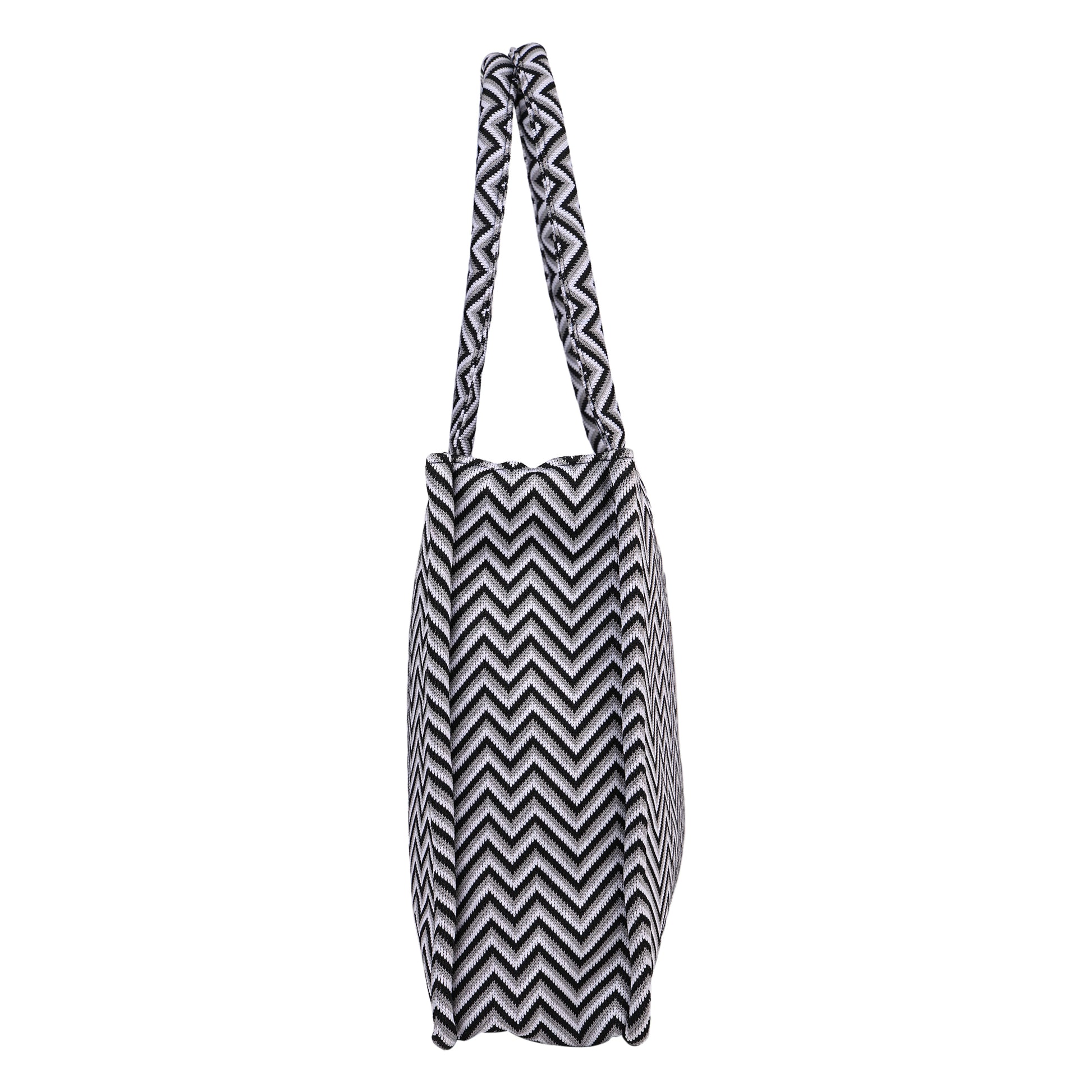 Ensac Women’s & Girls Jacquard Bag | Jacquard Pattern, Lightweight & Modern Design TOTE-BIG-ZIGZAG-BLK