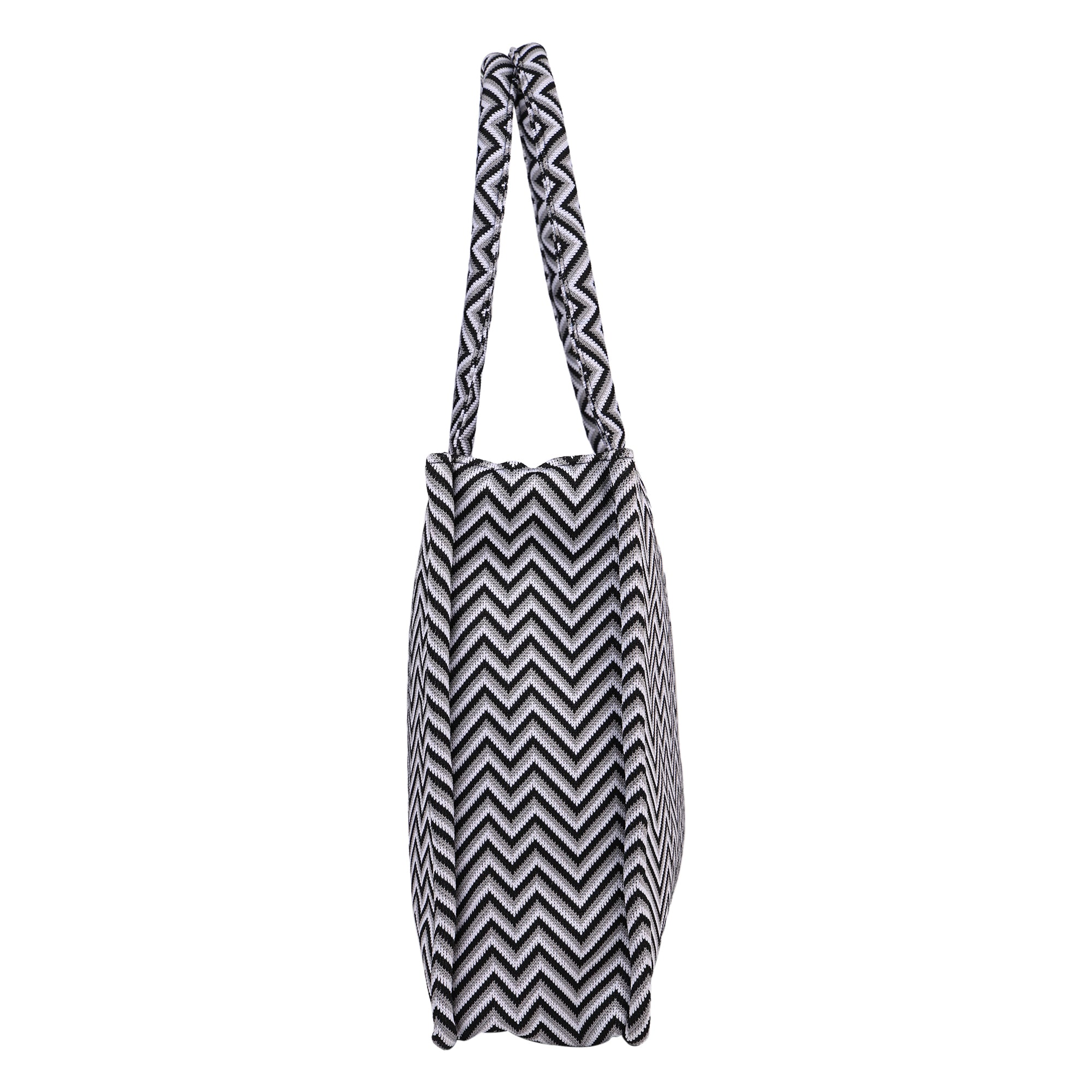 Ensac Women’s & Girls Jacquard Bag | Jacquard Pattern, Lightweight & Modern Design TOTE-BIG-ZIGZAG-BLK