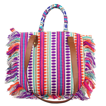 ENSAC cotton Boho Ruffle Style Purple Tote bag for women & girls (Copy)