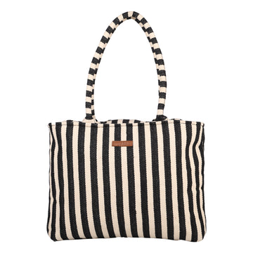 Ensac’s Tote-Strips Jacquard Tote bag for Women/Girls-TOTE-BLKSTRIPES-SMALL
