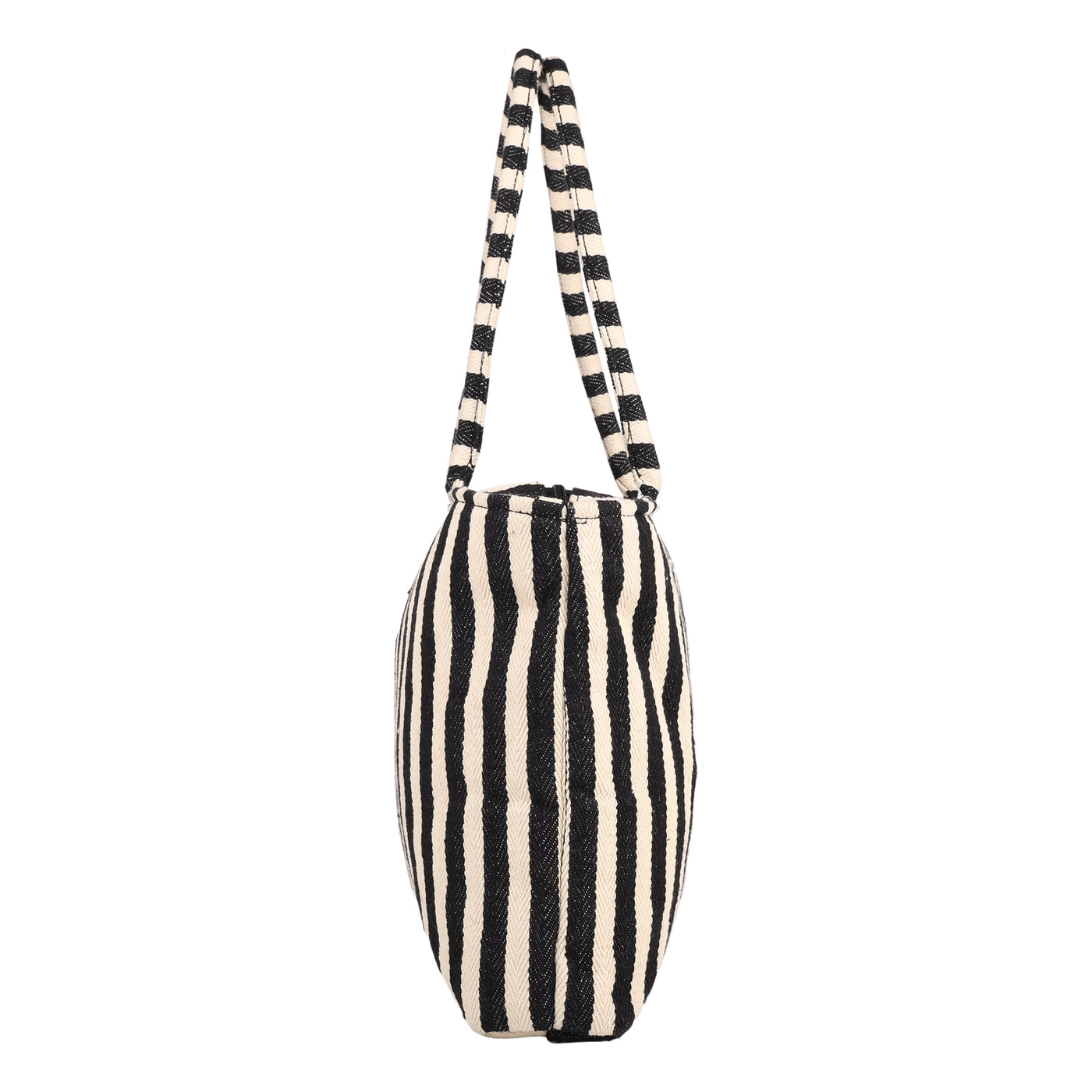 Ensac’s Tote-Strips Jacquard Tote bag for Women/Girls-TOTE-BLKSTRIPES-SMALL
