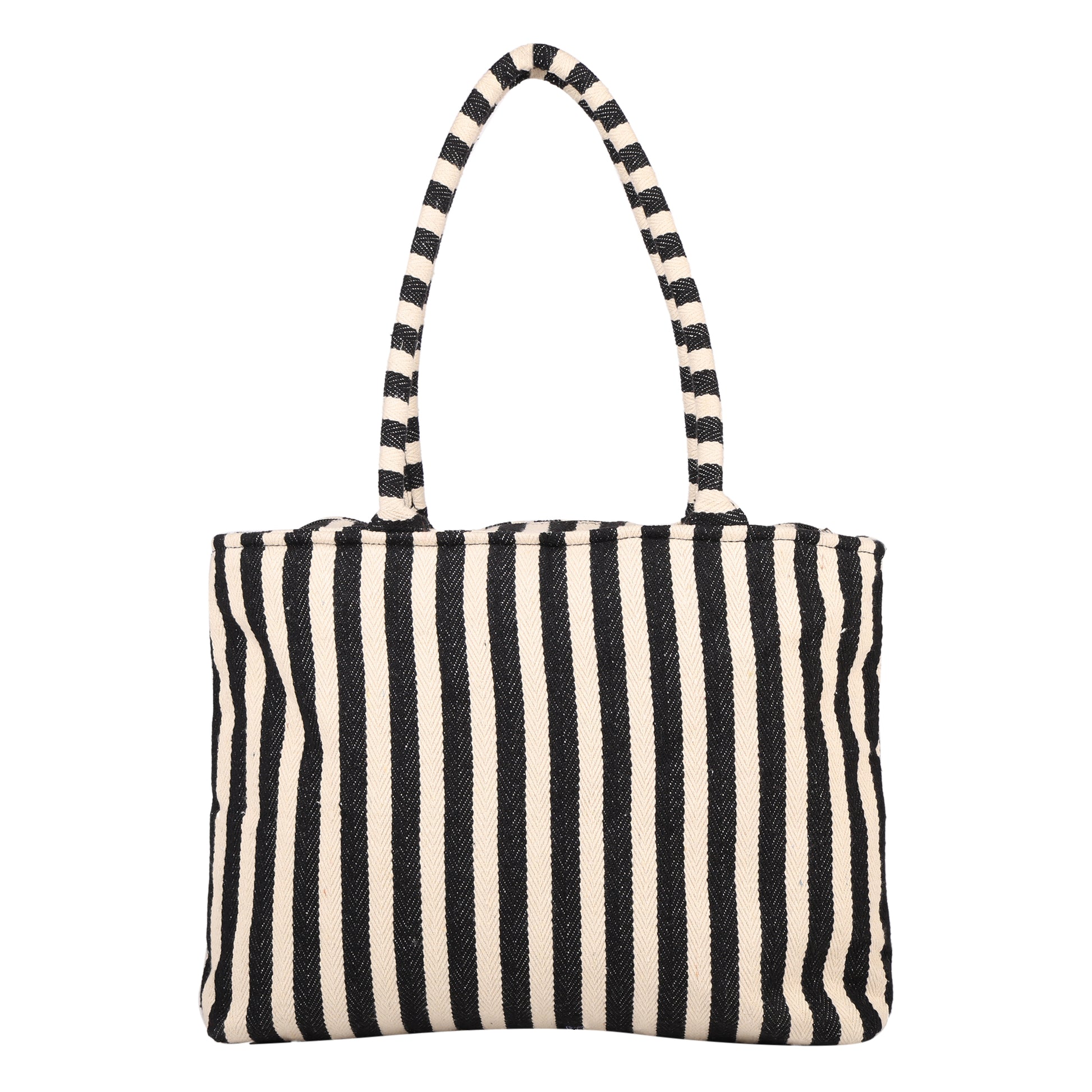 Ensac’s Tote-Strips Jacquard Tote bag for Women/Girls-TOTE-BLKSTRIPES-SMALL