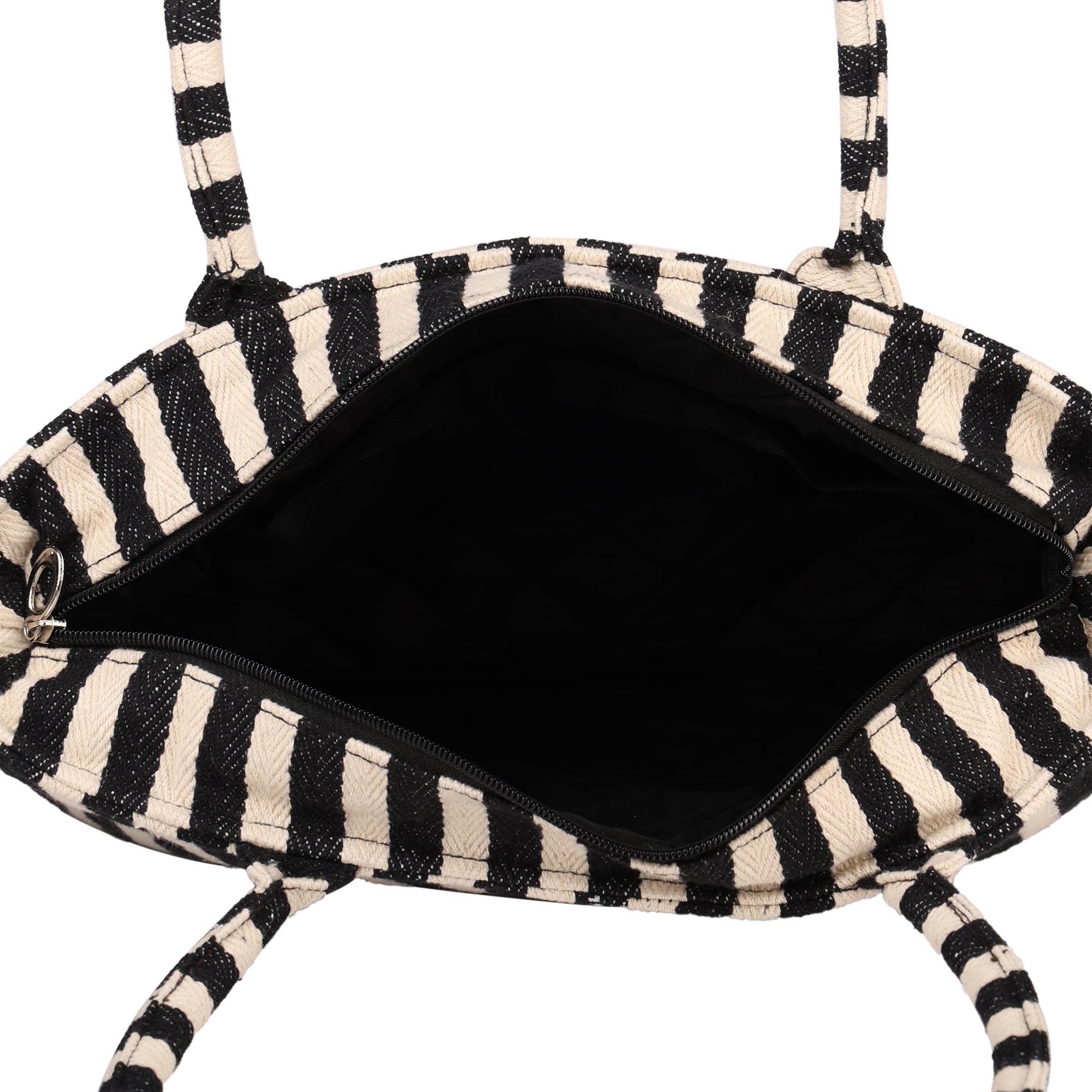 Ensac’s Tote-Strips Jacquard Tote bag for Women/Girls-TOTE-BLKSTRIPES-SMALL