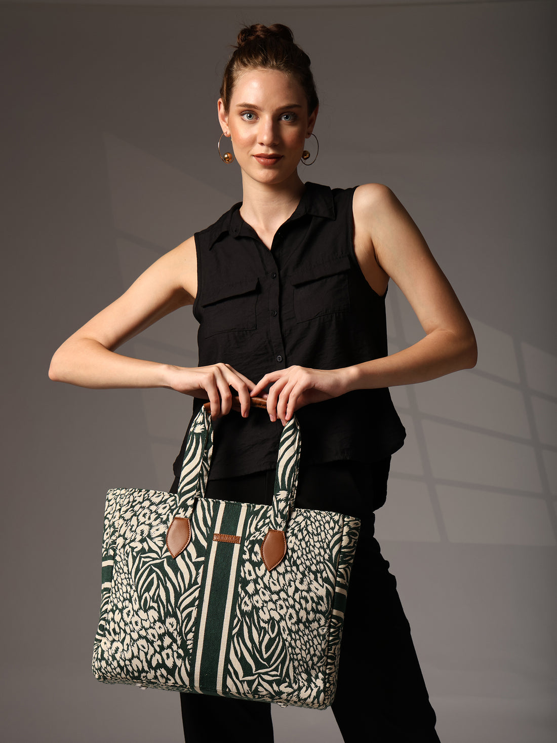 Ensac Elegant Tote Bag for Women | Elegant Ethnic Style, Spacious & Lightweight-TOTE-FOREVER-GREEN-1