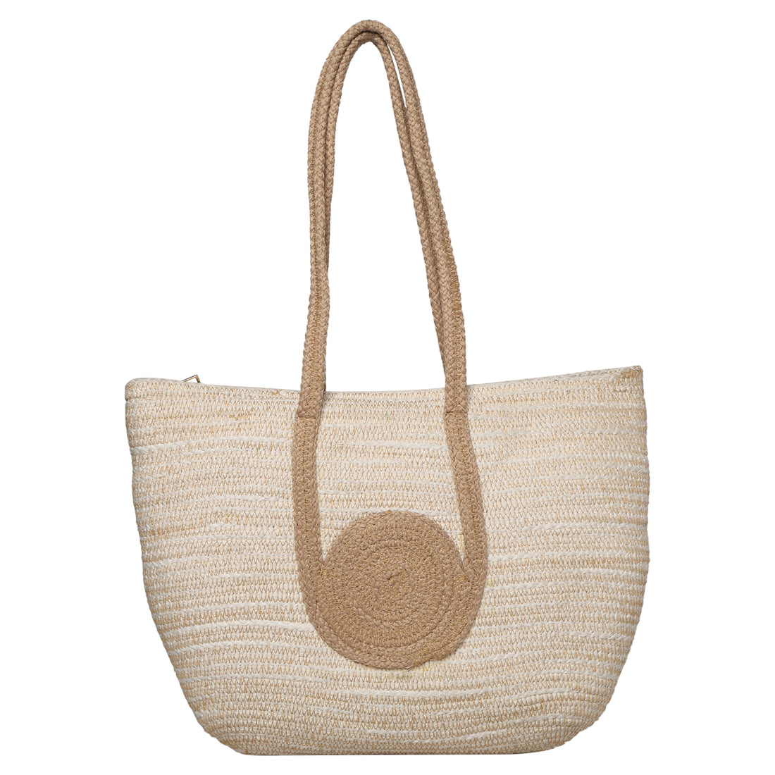 Ensac’s Juterope Tote bag for Women & Girls JUTEROPE-TOTECIRCLE-WHTBEIGE