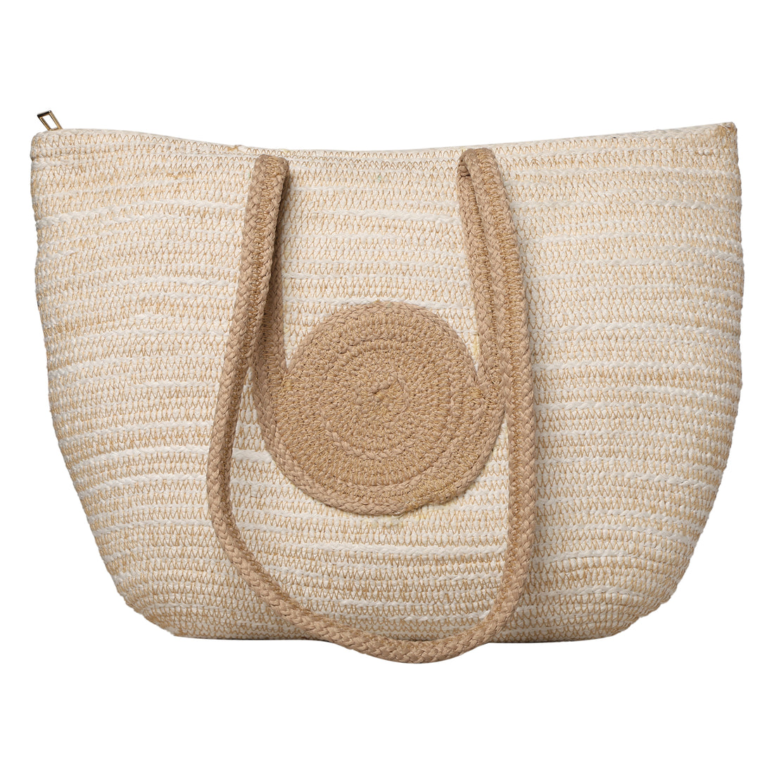 Ensac’s Juterope Tote bag for Women & Girls JUTEROPE-TOTECIRCLE-WHTBEIGE
