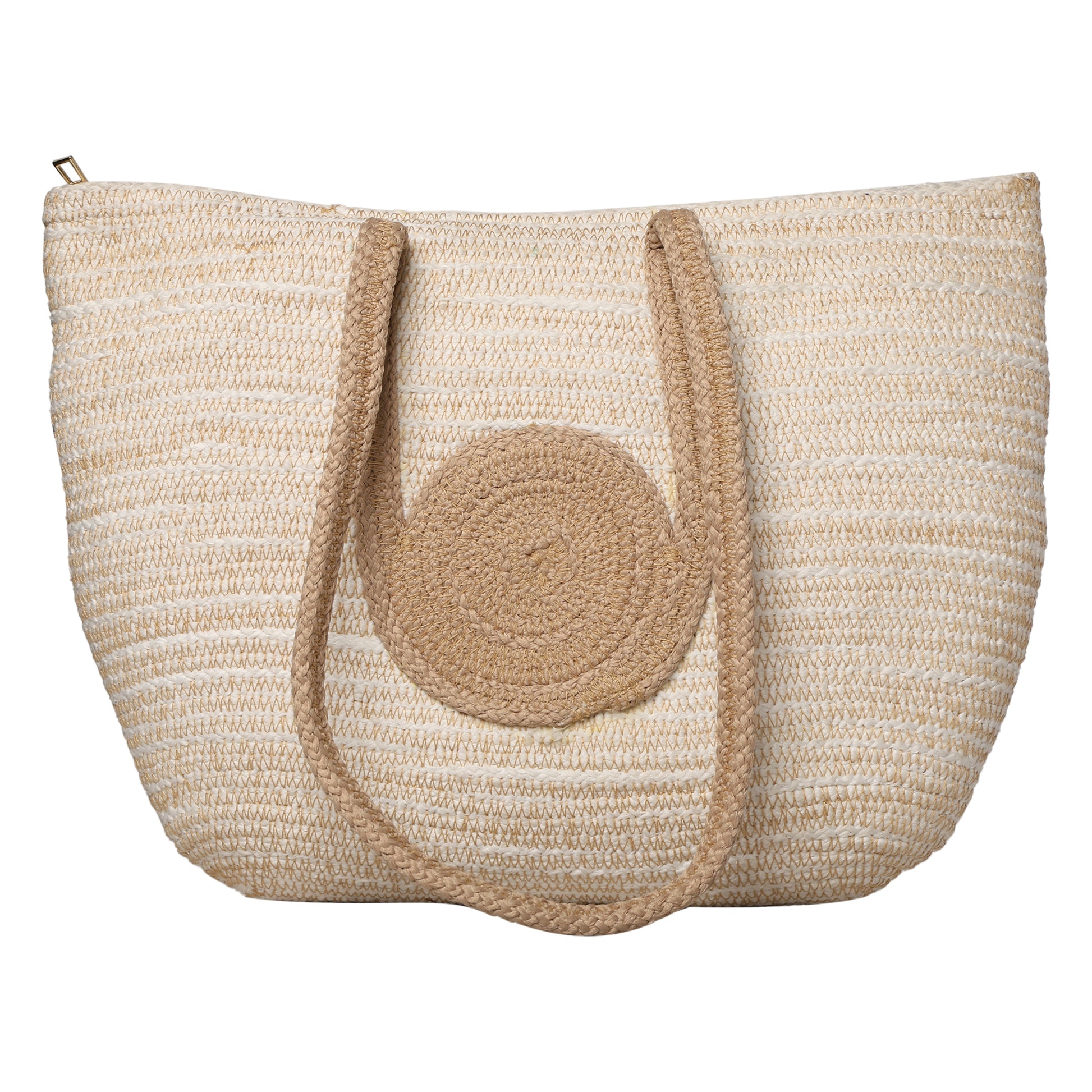 Ensac’s Juterope Tote bag for Women & Girls JUTEROPE-TOTECIRCLE-WHTBEIGE