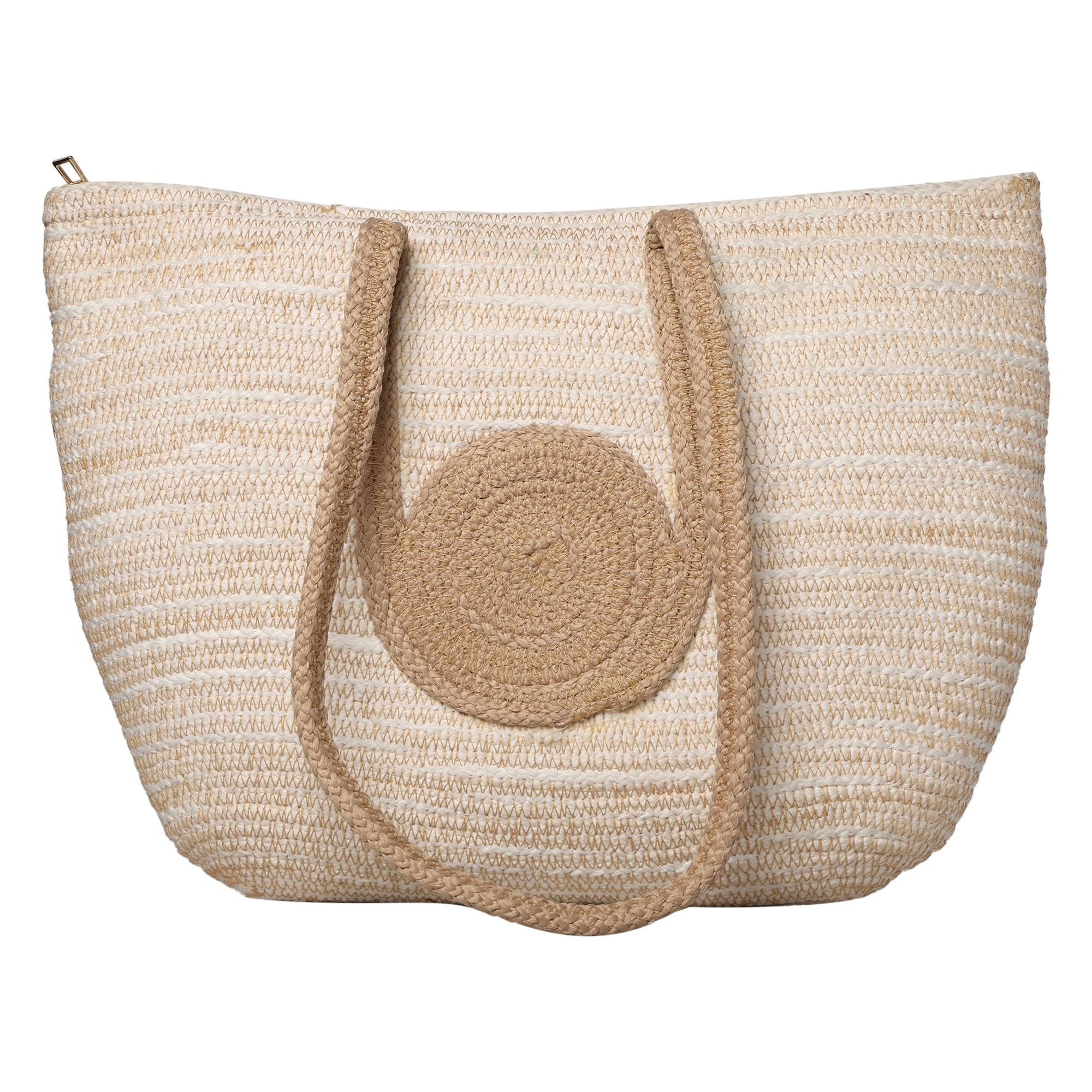 Ensac’s Juterope Tote bag for Women & Girls JUTEROPE-TOTECIRCLE-WHTBEIGE