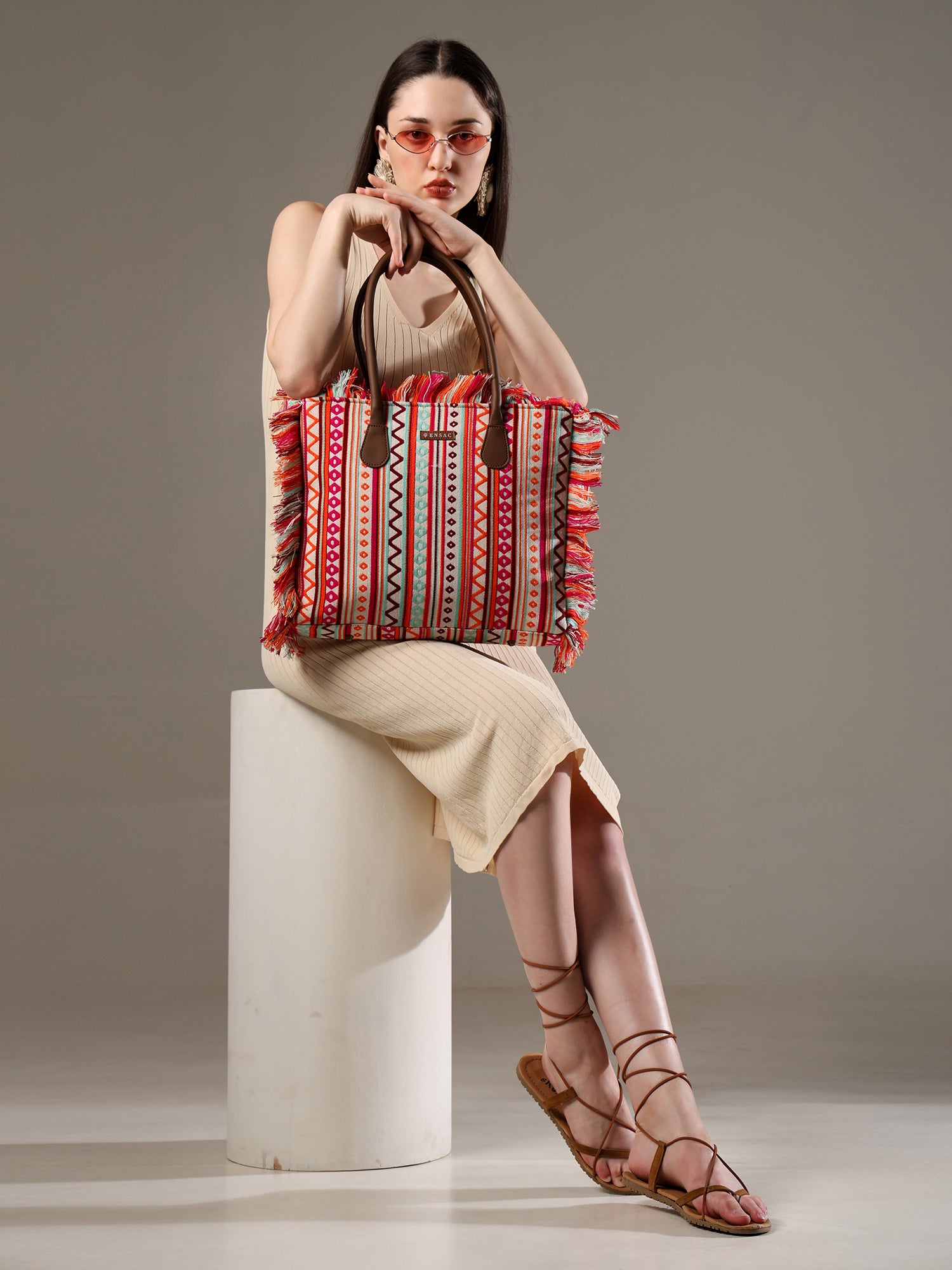Ensac Women’s Premium Jacquard Fabric Bag | Easy to Carry & Everyday Use TOTE-BAG