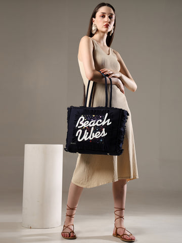 Ensac Women’s Heart Design Fringe Bag | Jacquard Fabric Carry Bag for Daily Style TOTE-LEATHER-BLUESTARS-BEACHVIBES
