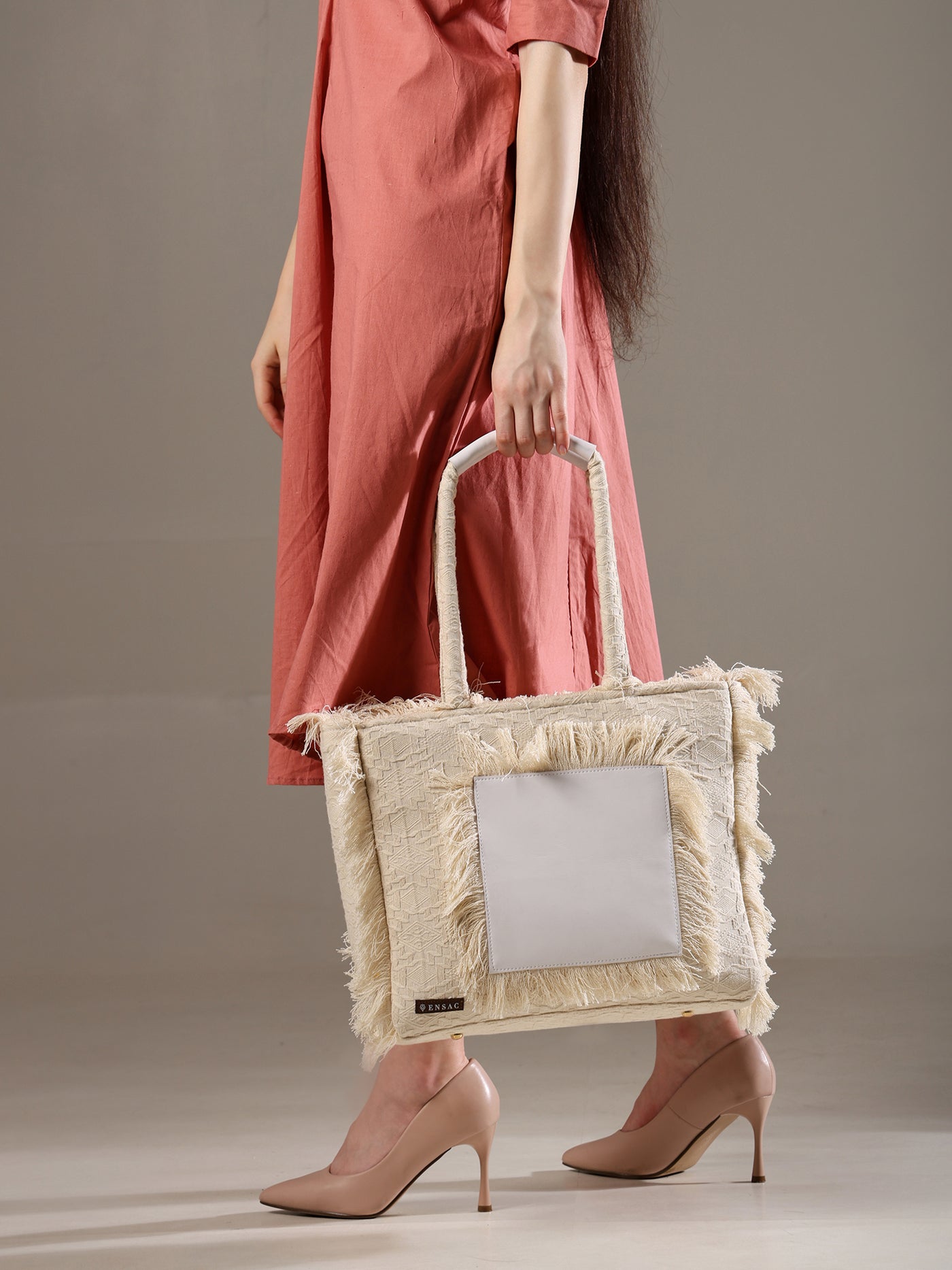 Ensac Women’s Tote Bag | Fringe Style, Lightweight Feel & Must-Have Travel Pick TOTE-LEATHER-WHITE BEAUTY-1