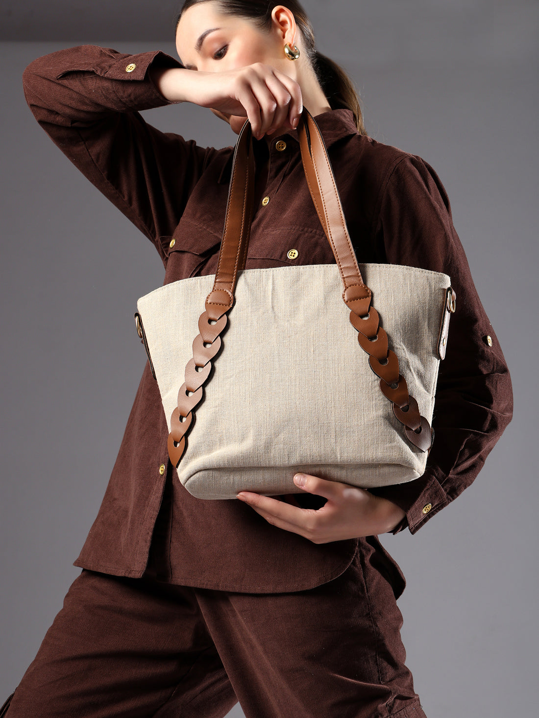 ENSAC Women Beige Handbag