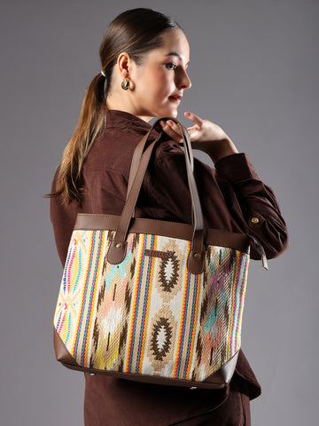 Ensac Elegant Tote Bag for Women | Elegant Ethnic Style, Spacious & Lightweight TOTE-FIREWORK-YLW-1