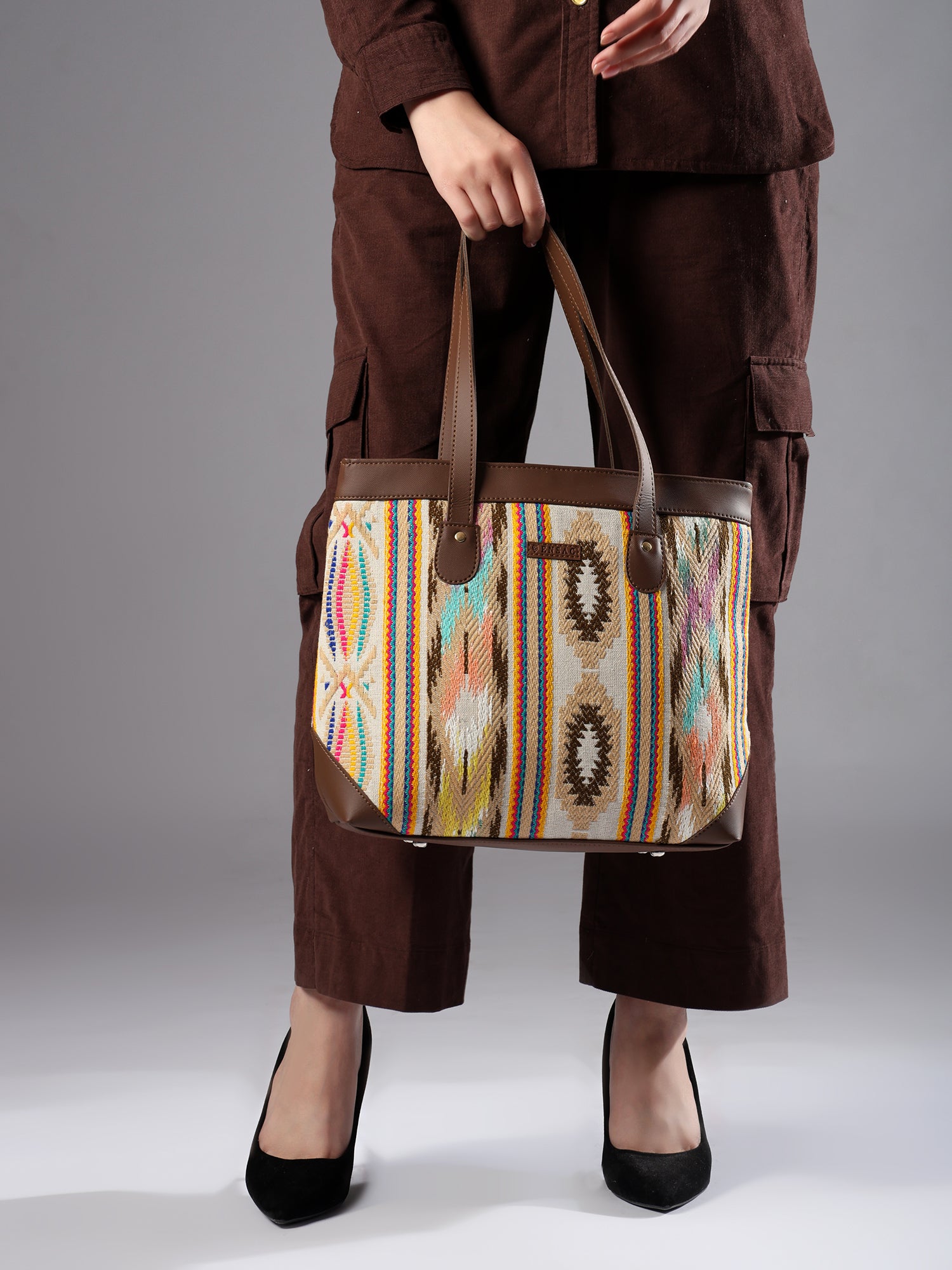 Ensac Elegant Tote Bag for Women | Elegant Ethnic Style, Spacious & Lightweight TOTE-FIREWORK-YLW-1