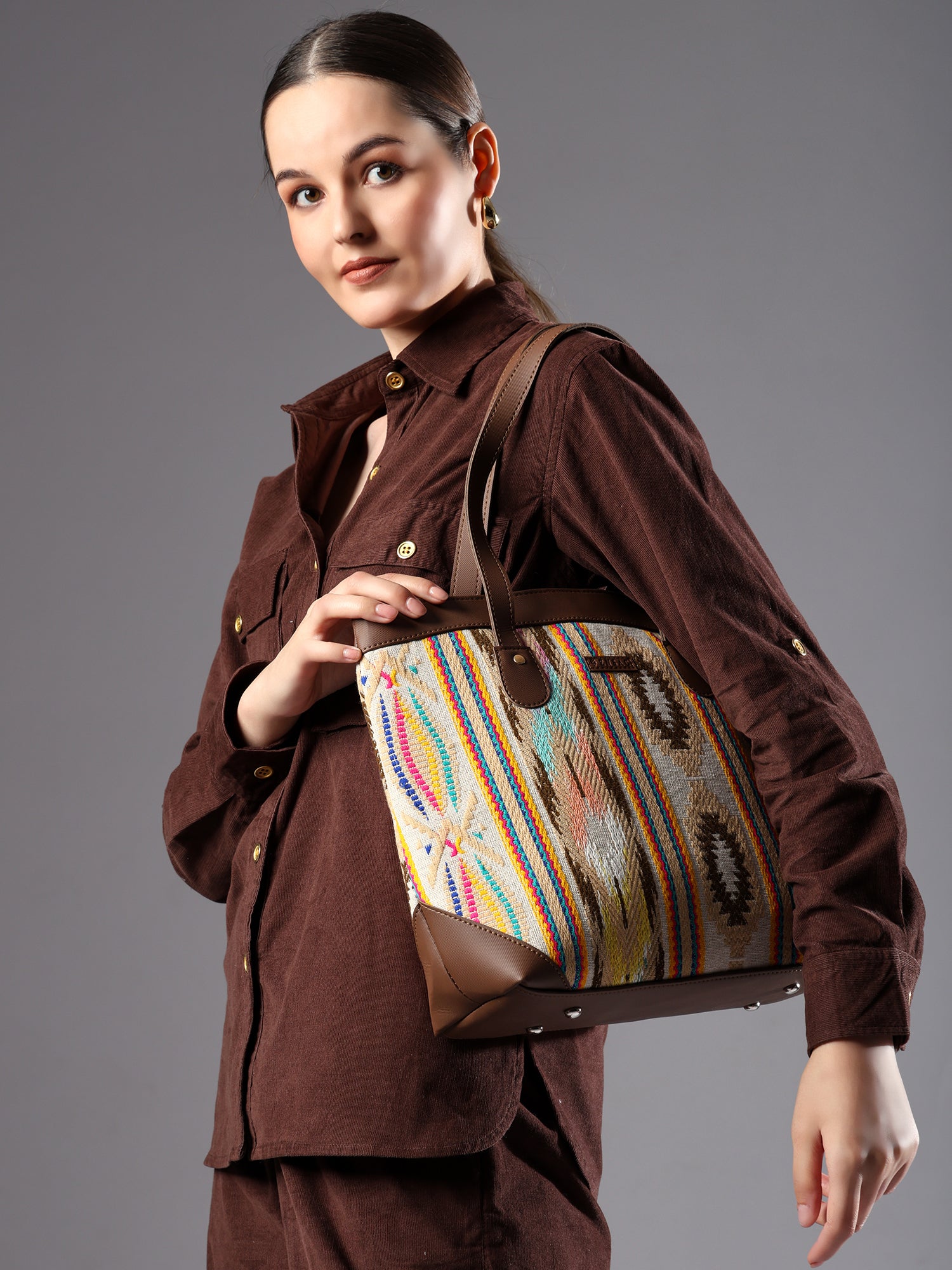 Ensac Elegant Tote Bag for Women | Elegant Ethnic Style, Spacious & Lightweight TOTE-FIREWORK-YLW-1