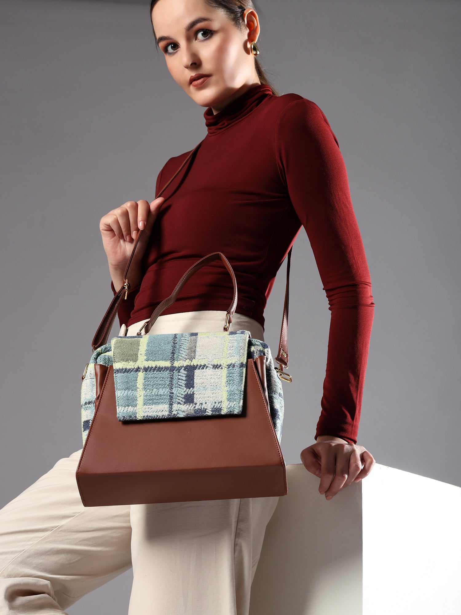 Blue Sling Bag Women's Premium Cotton Jacquard