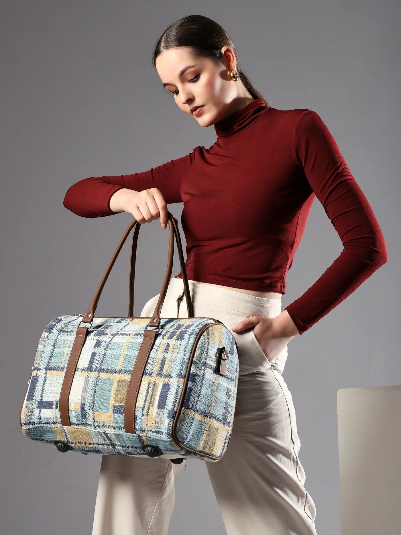 Cotton/Jacquard Travelling Duffel Bags for Men and Women