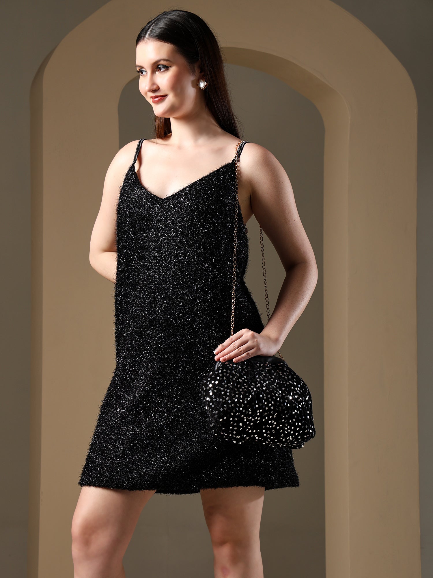 ENSAC Women's Pleated Clutch Bag | Handbag in Textured Synthetic Fabric – Stylish Party Purse