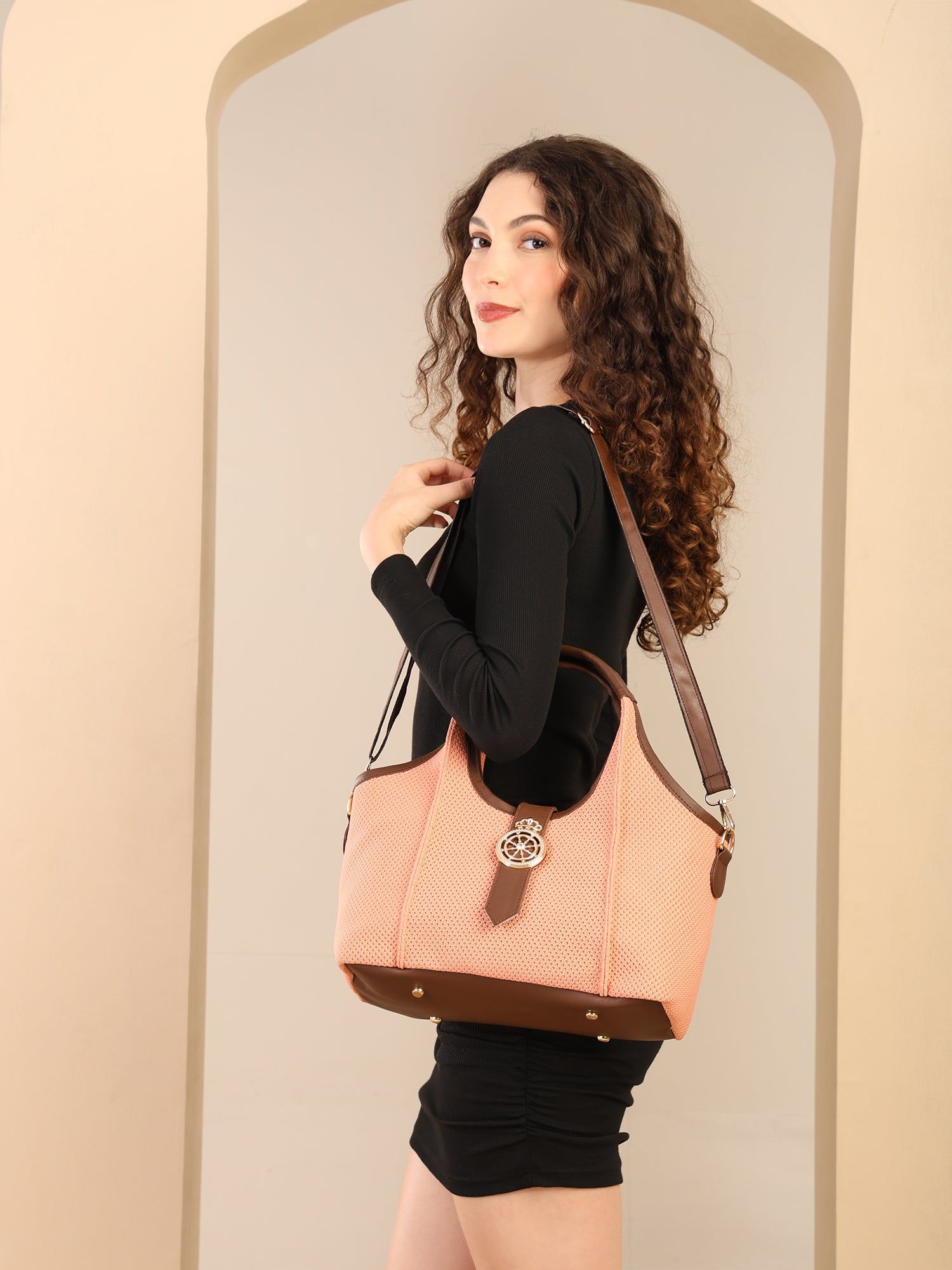 Elegant Striped Handbag for Women | Premium Fabric Tote with Brown  Handles ensacworld