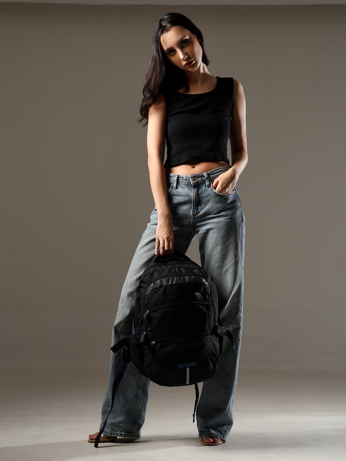 ULTRA Stylish Black & Blue Backpack for Women - Travel & Daily Use