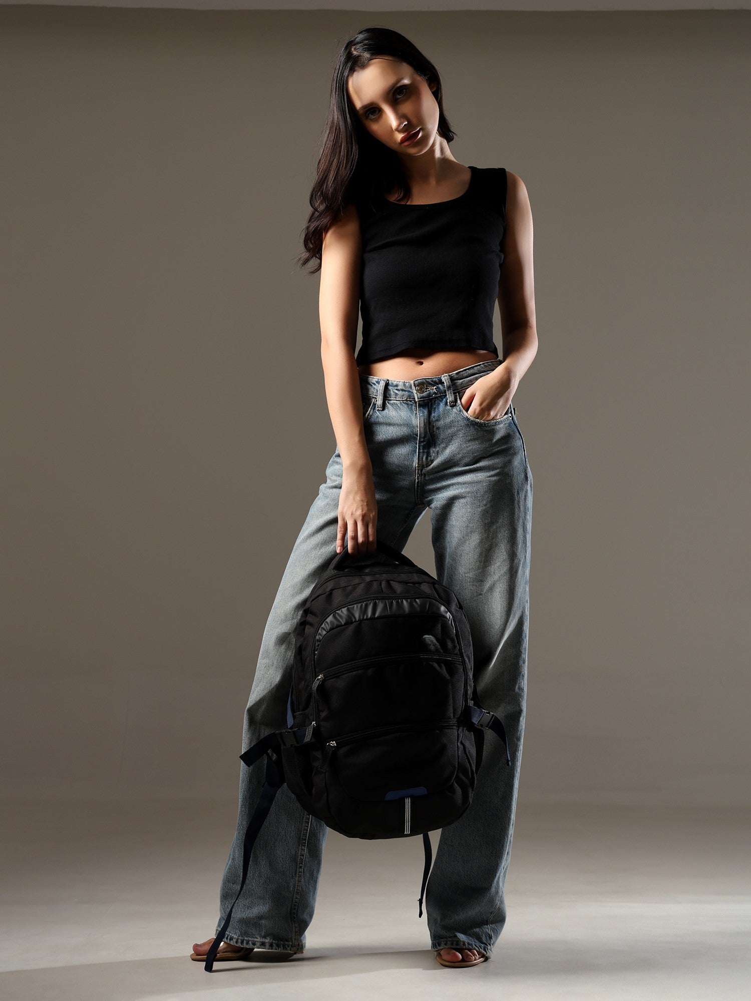 ULTRA Stylish Black & Blue Backpack for Women - Travel & Daily Use