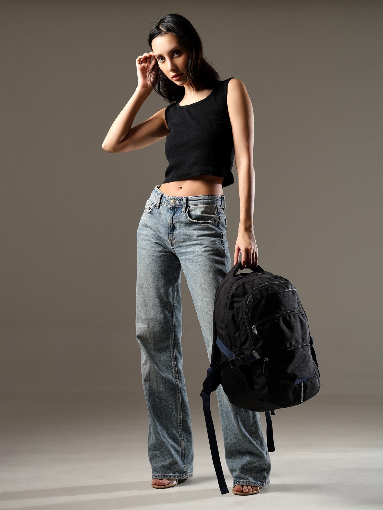 ULTRA Stylish Black & Blue Backpack for Women - Travel & Daily Use